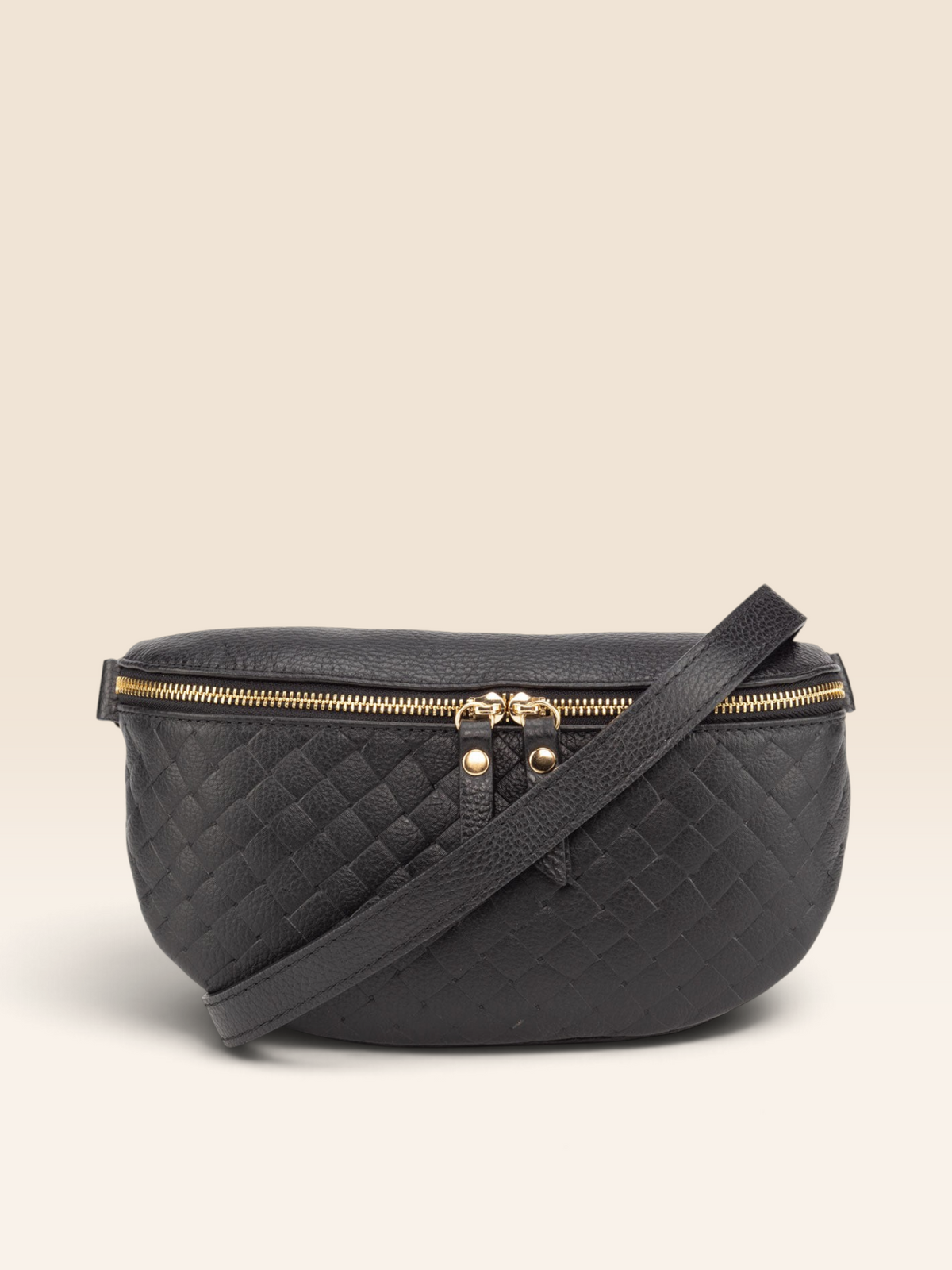 Woven Sling Bag Black - Midi size