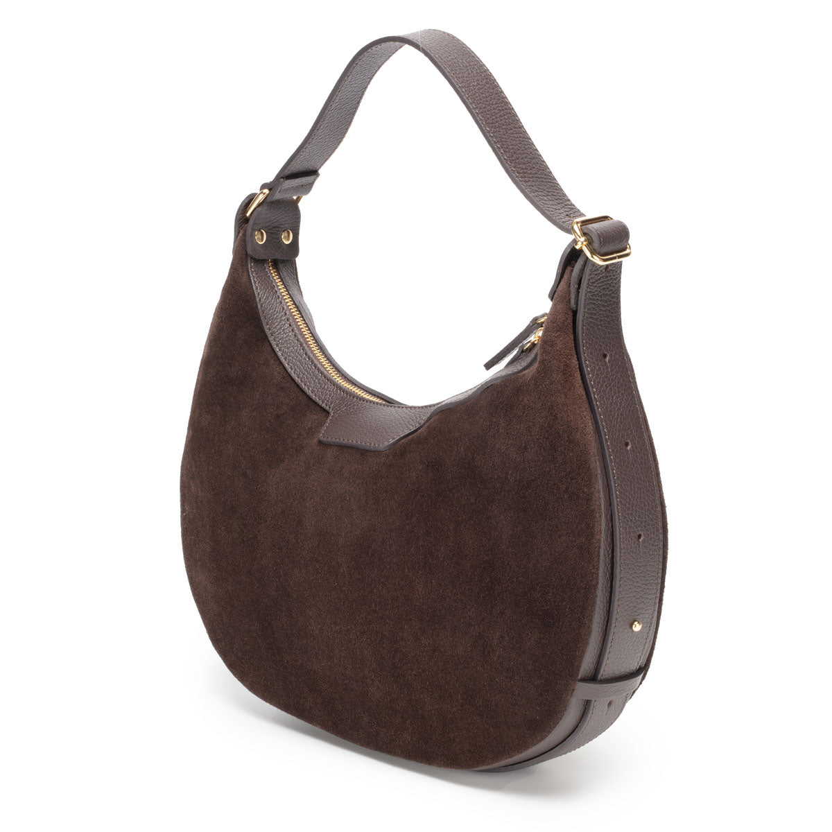Crescent Suede Bag - Chocolate