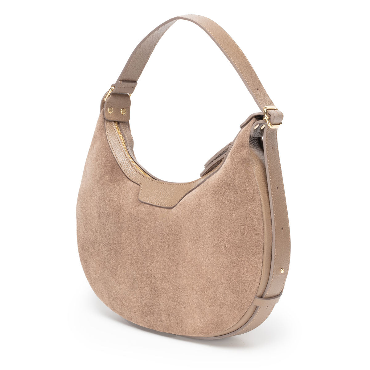 Crescent Suede Bag - Taupe