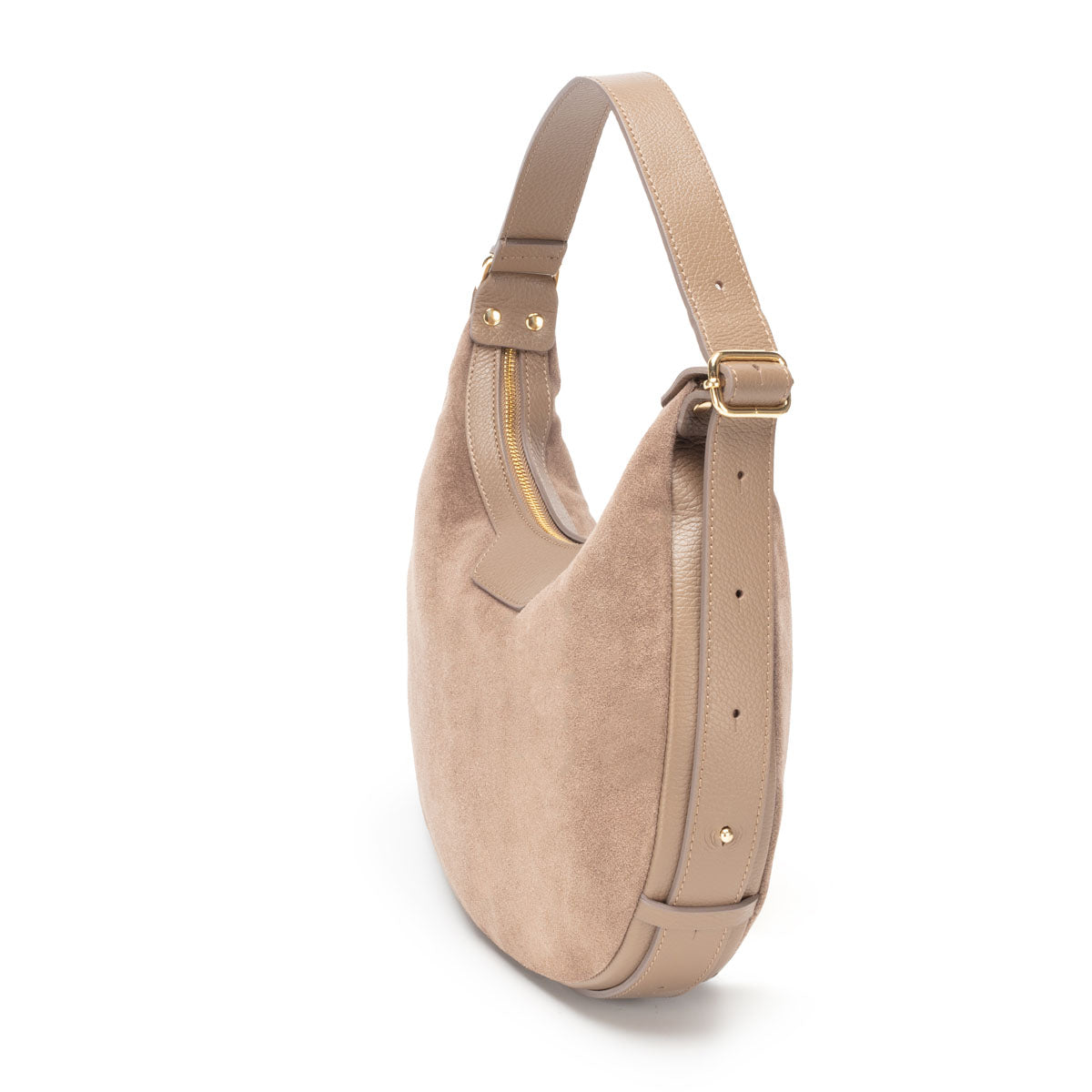 Crescent Suede Bag - Taupe