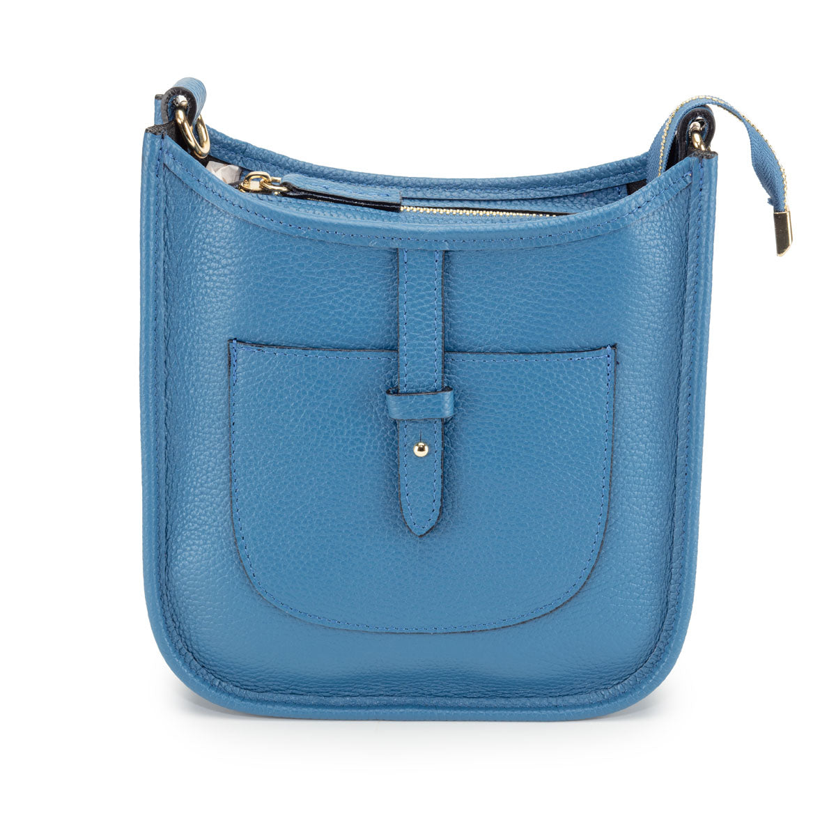 Image of a French Blue Leather Messenger bag for Women by Elie Beaumont