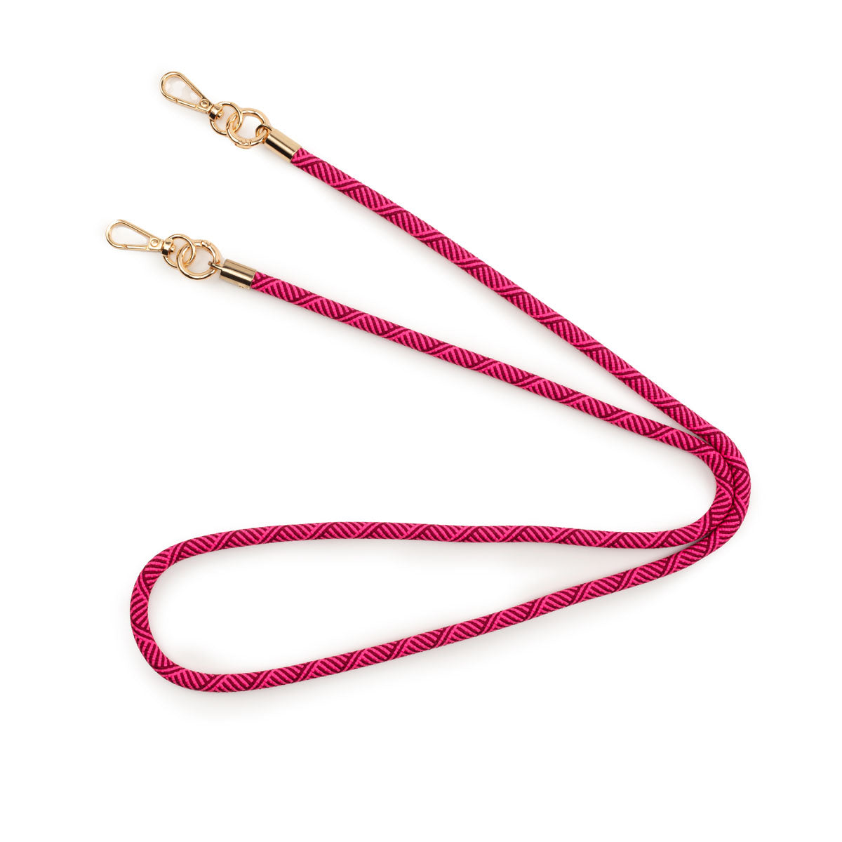 Image of the splayed flat laid Fuschia Inca Lanyard Strap for Women by Elie Beaumont