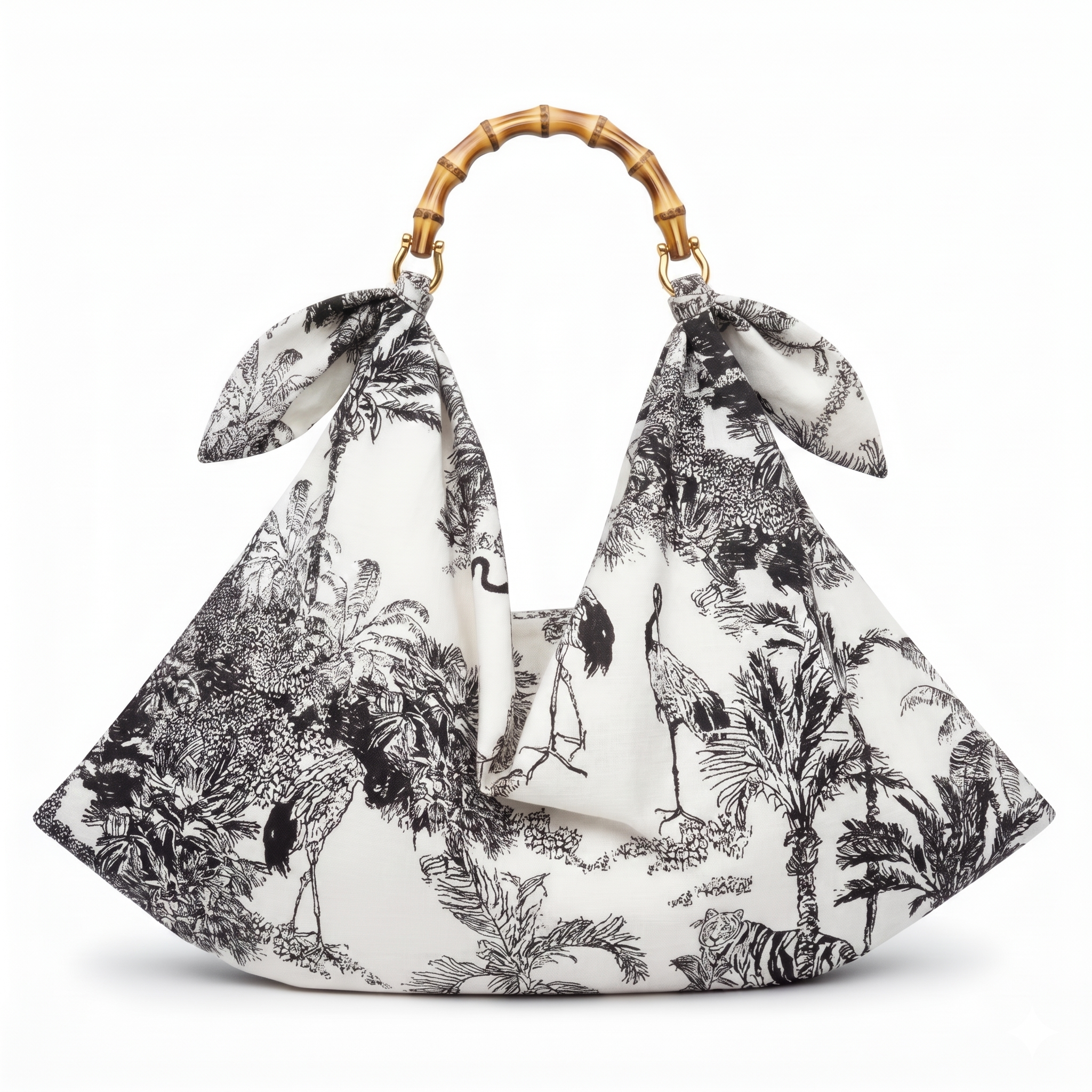 Serendipity Handkerchief Bag - Black & White Crane
