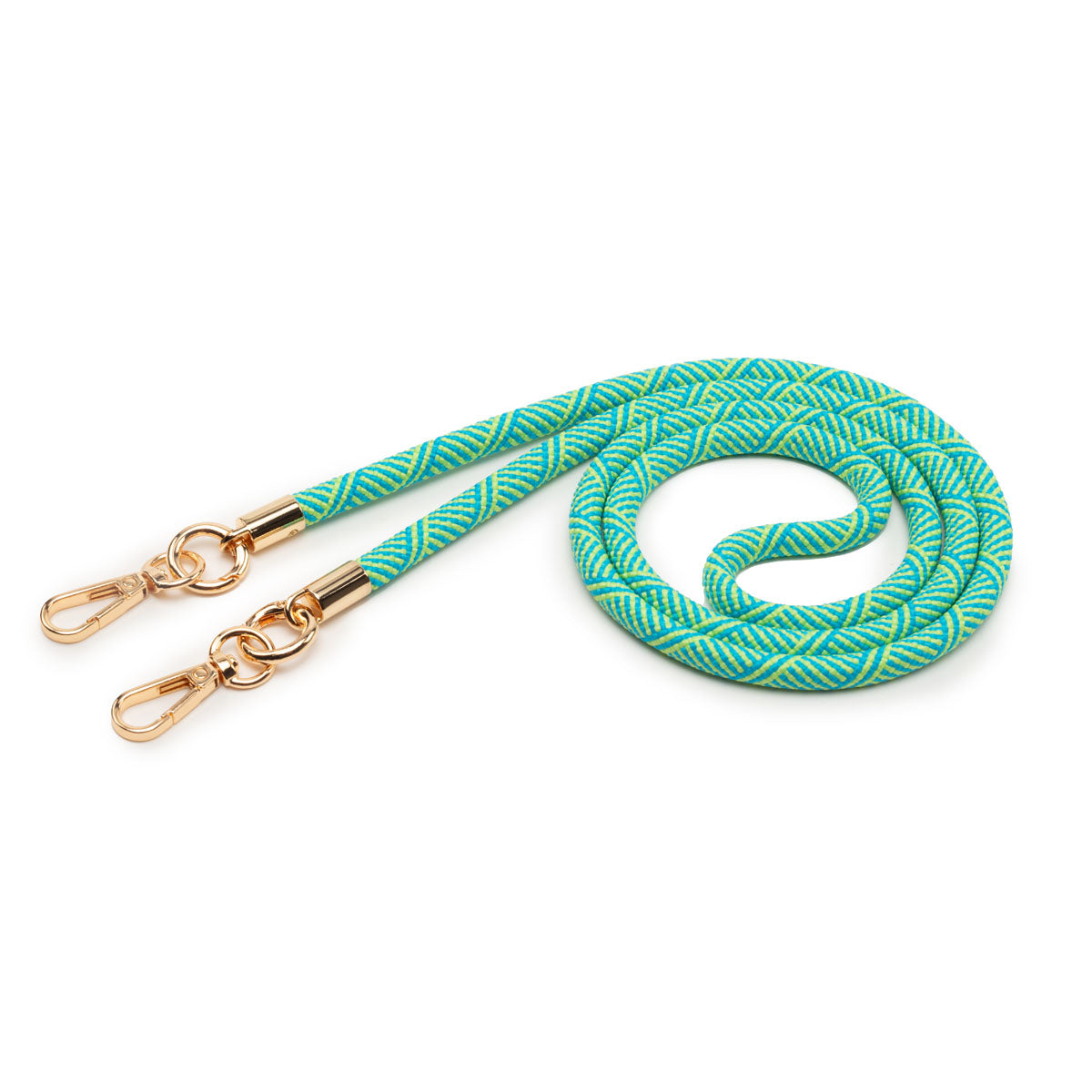 Image of the coiled Green Inca Lanyard Strap for Women by Elie Beaumont