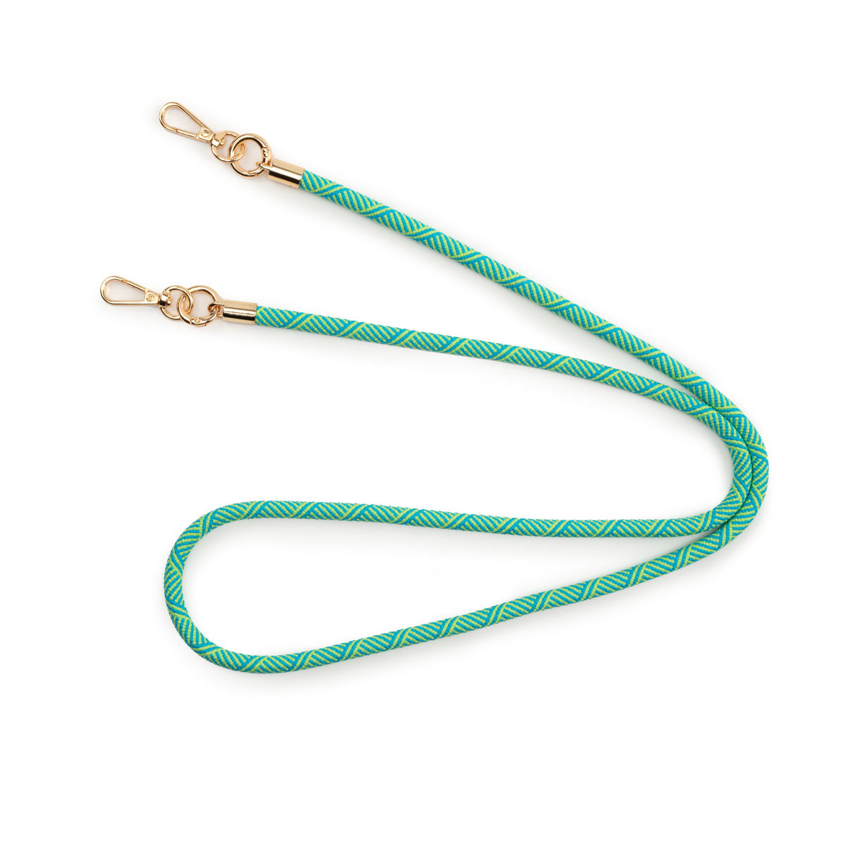 Image of the splayed flat laid Green Inca Lanyard Strap for Women by Elie Beaumont