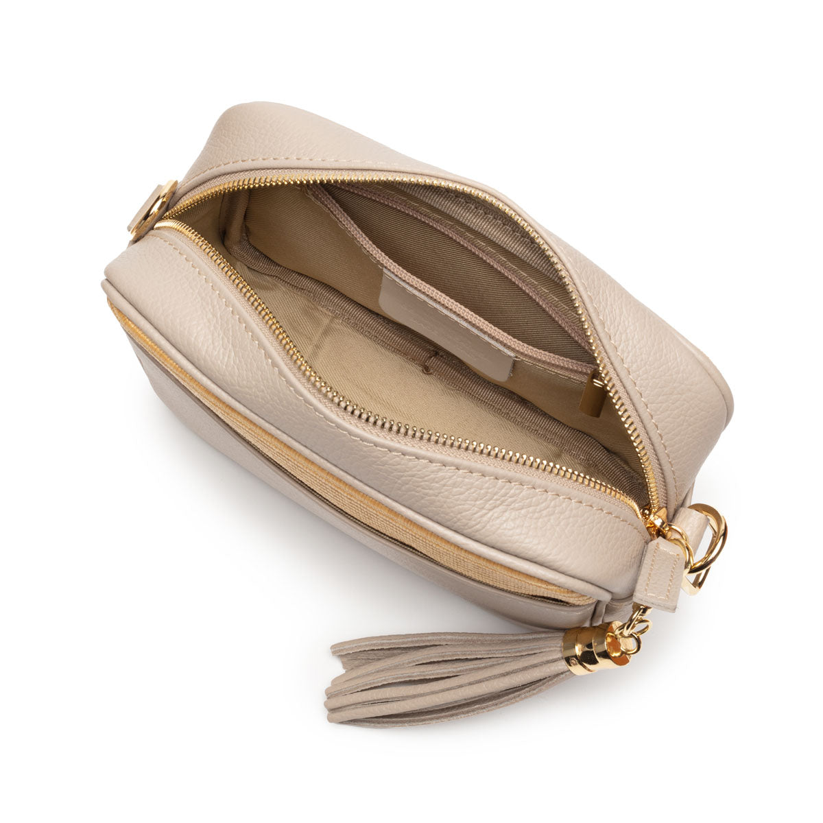 Interior Image of a Biscuit Beige Raffia Tassel Leather Bag for Women by Elie Beaumont