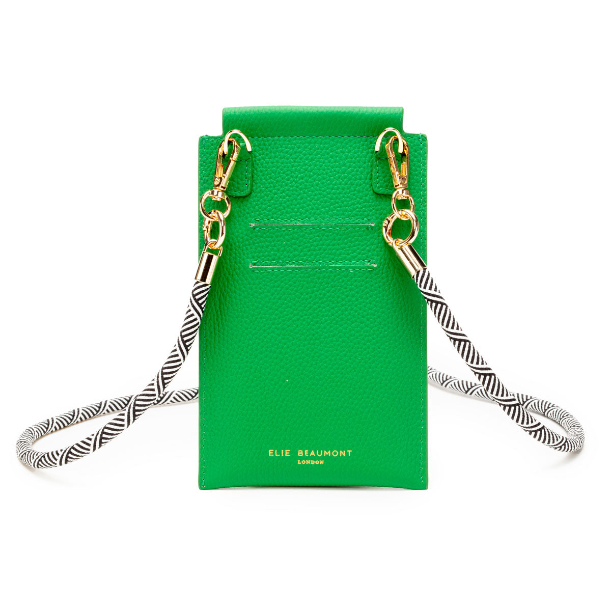 Image of the Jade Leather Phone Pouch for Women by Elie Beaumont with Inca Rope Lanyard Strap