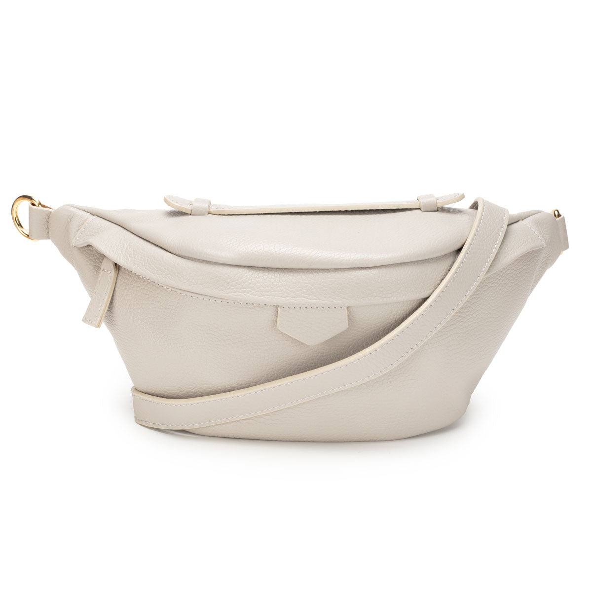 Image of a Light Grey Leather Arc Sling Bag with matching strap for Women by Elie Beaumont
