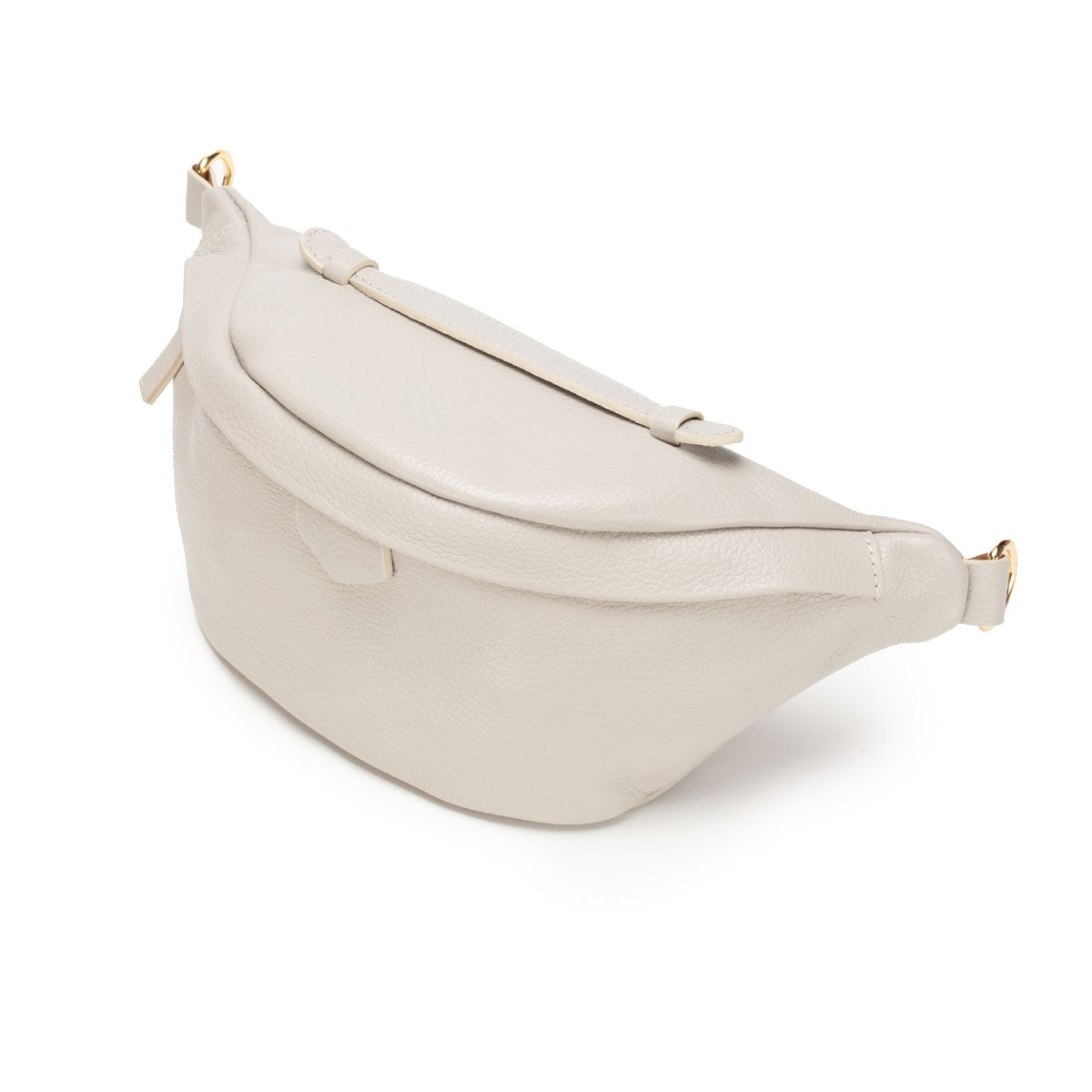 Side View Image of a Light Grey Leather Arc sling bag for Women by Elie Beaumont
