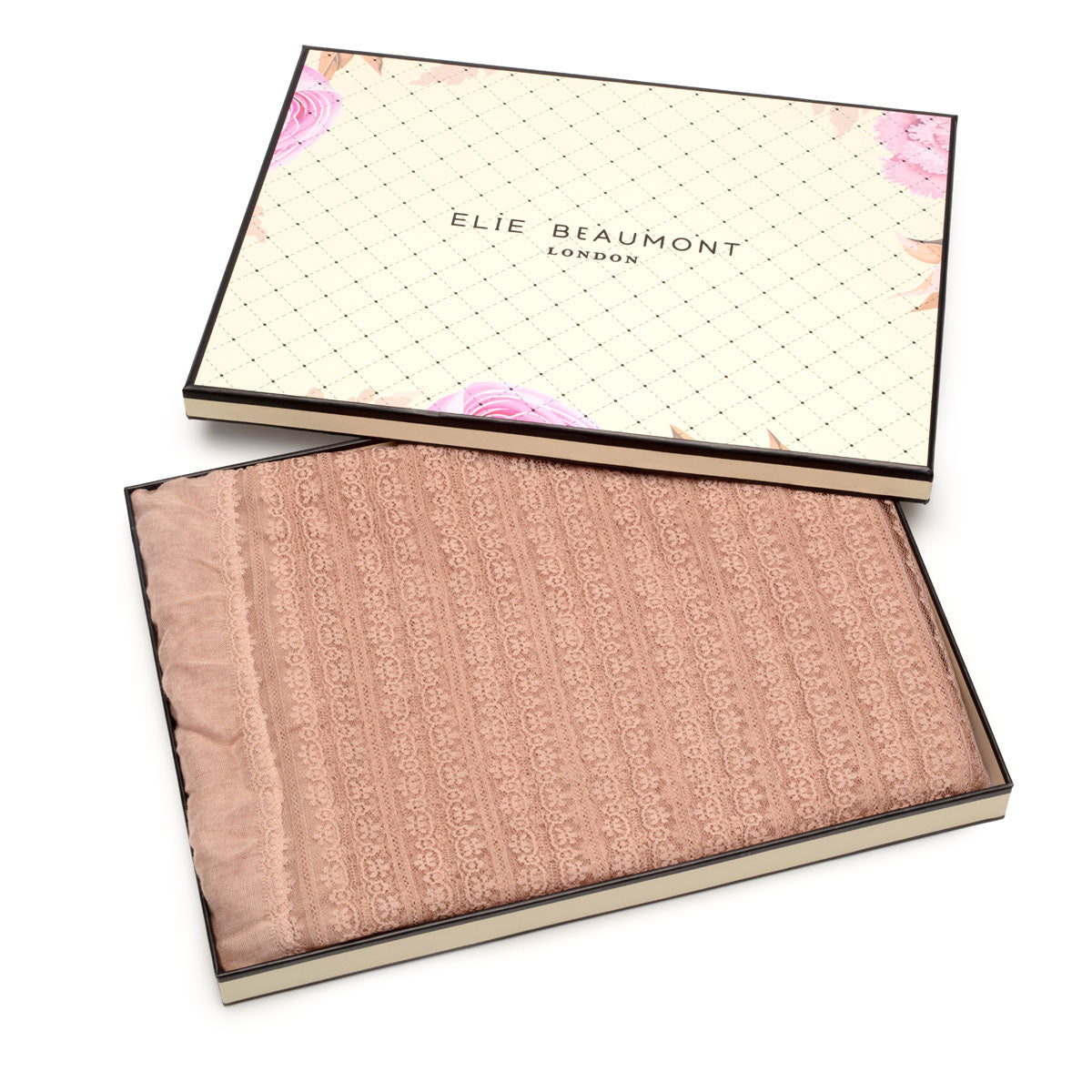 Boxed Image of Linen Lace Blush Scarf by Elie Beaumont