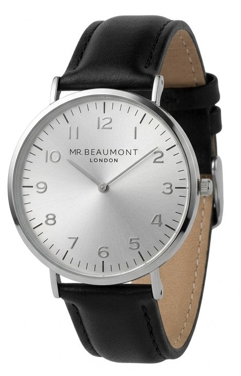 Mr Beaumont numeral dial Leather Black/Silver Case