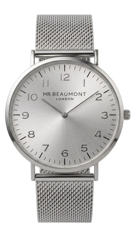 Mr Beaumont Mesh Bracelet numeral dial Silver