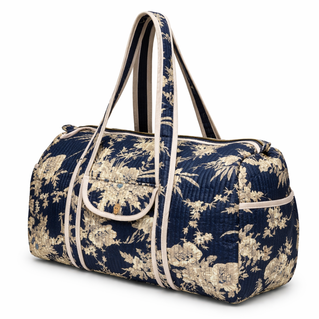 Serendipity Cotton Weekender Duffel Bag - Midnight Blossom