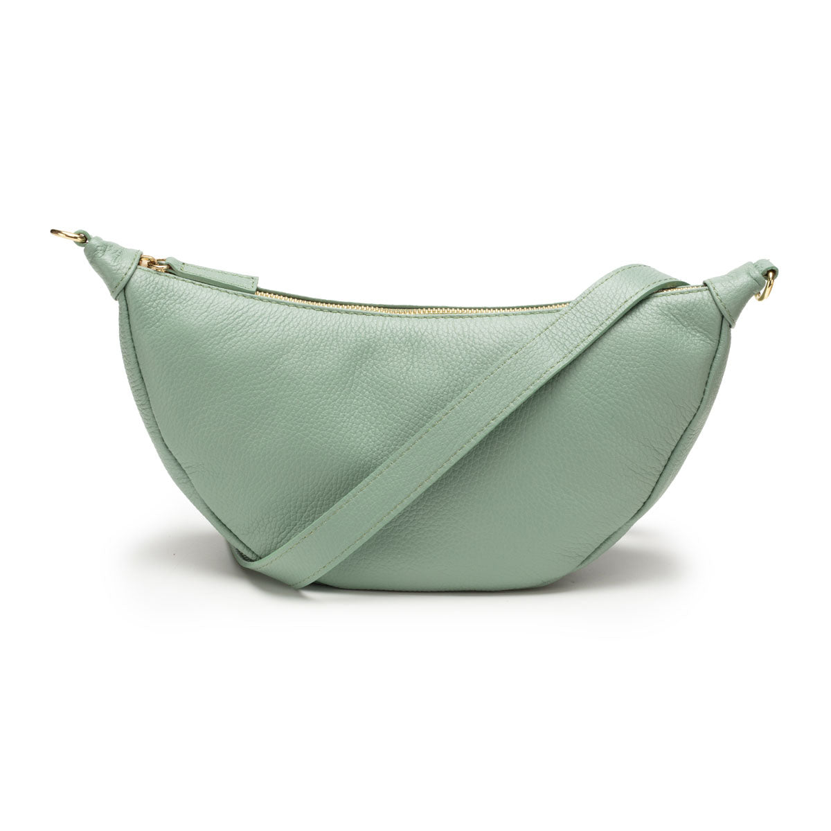 Image of a Mint Green Leather Hobo Bag with matching strap for Women by Elie Beaumont