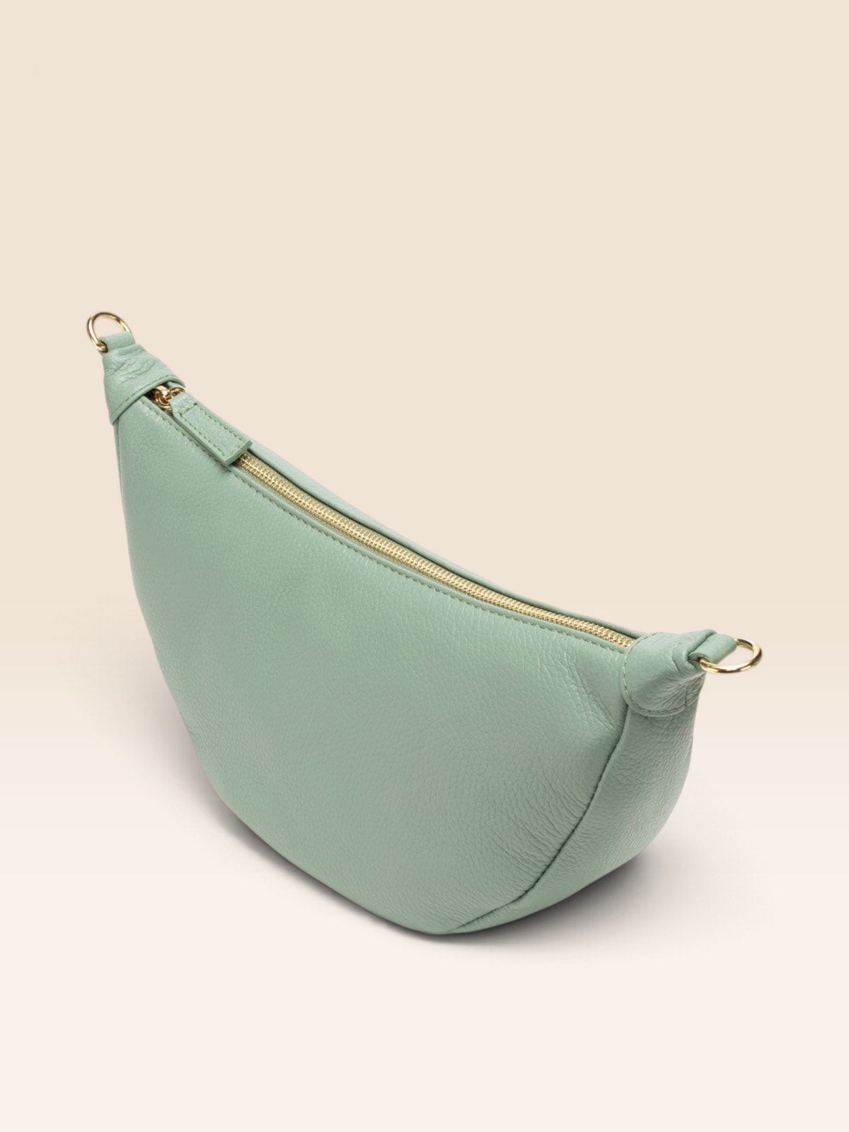 Side View Image of a Mint Green Leather Hobo bag for Women by Elie Beaumont