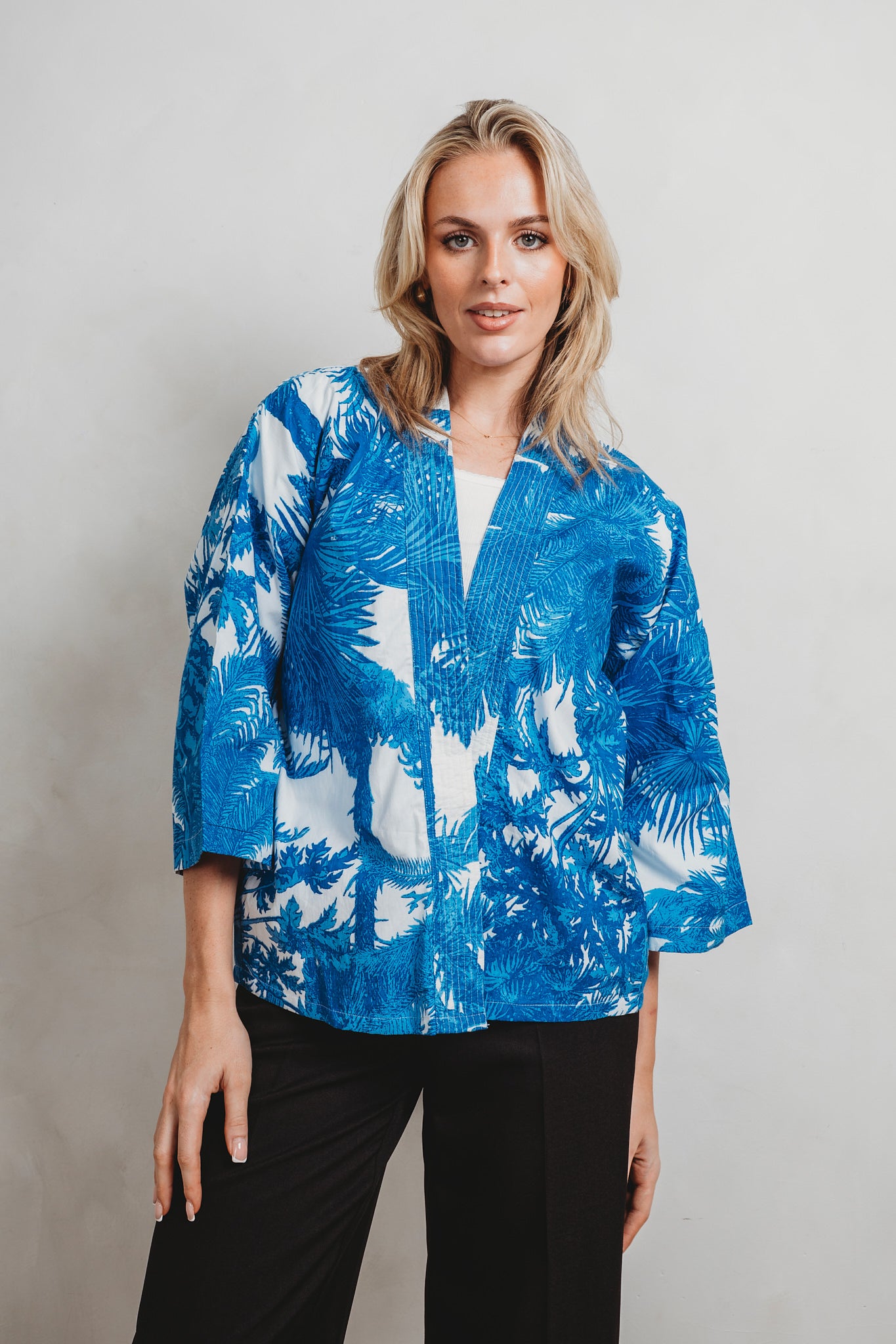 Serendipity Kimono Short - Blue Palm