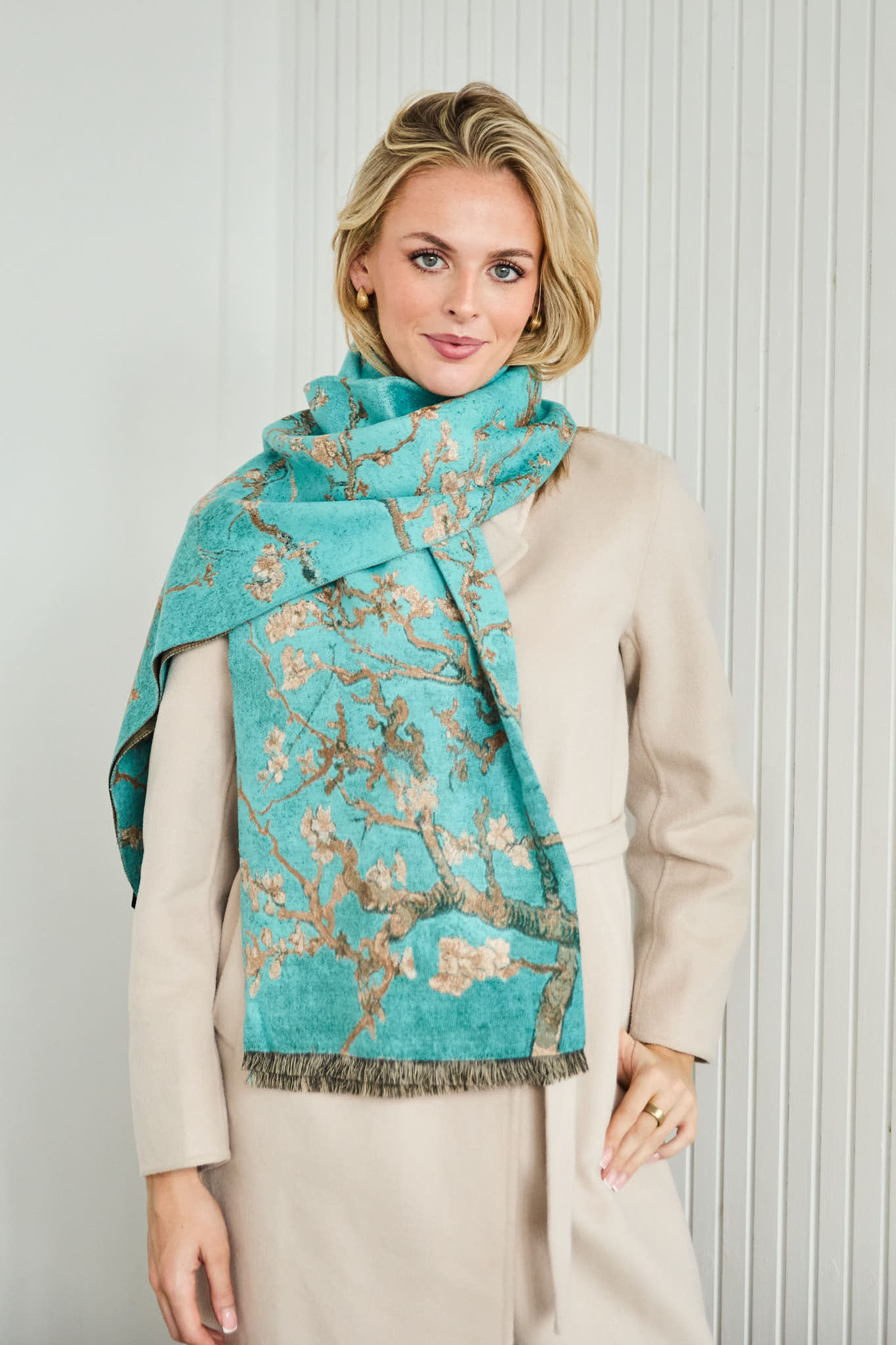 Winter Scarf - Turquoise Blossoms