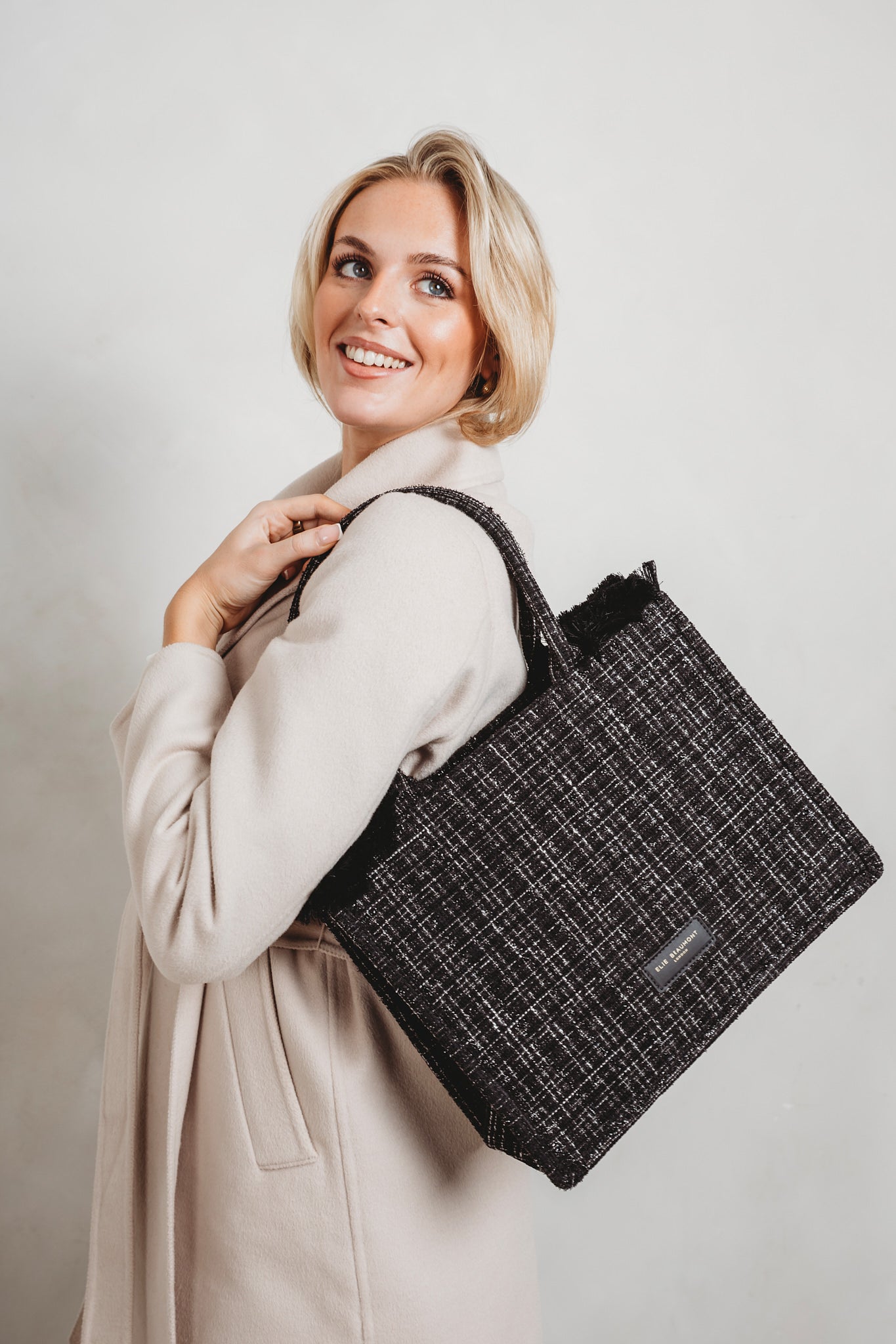 Fabric Tote - Black Checks