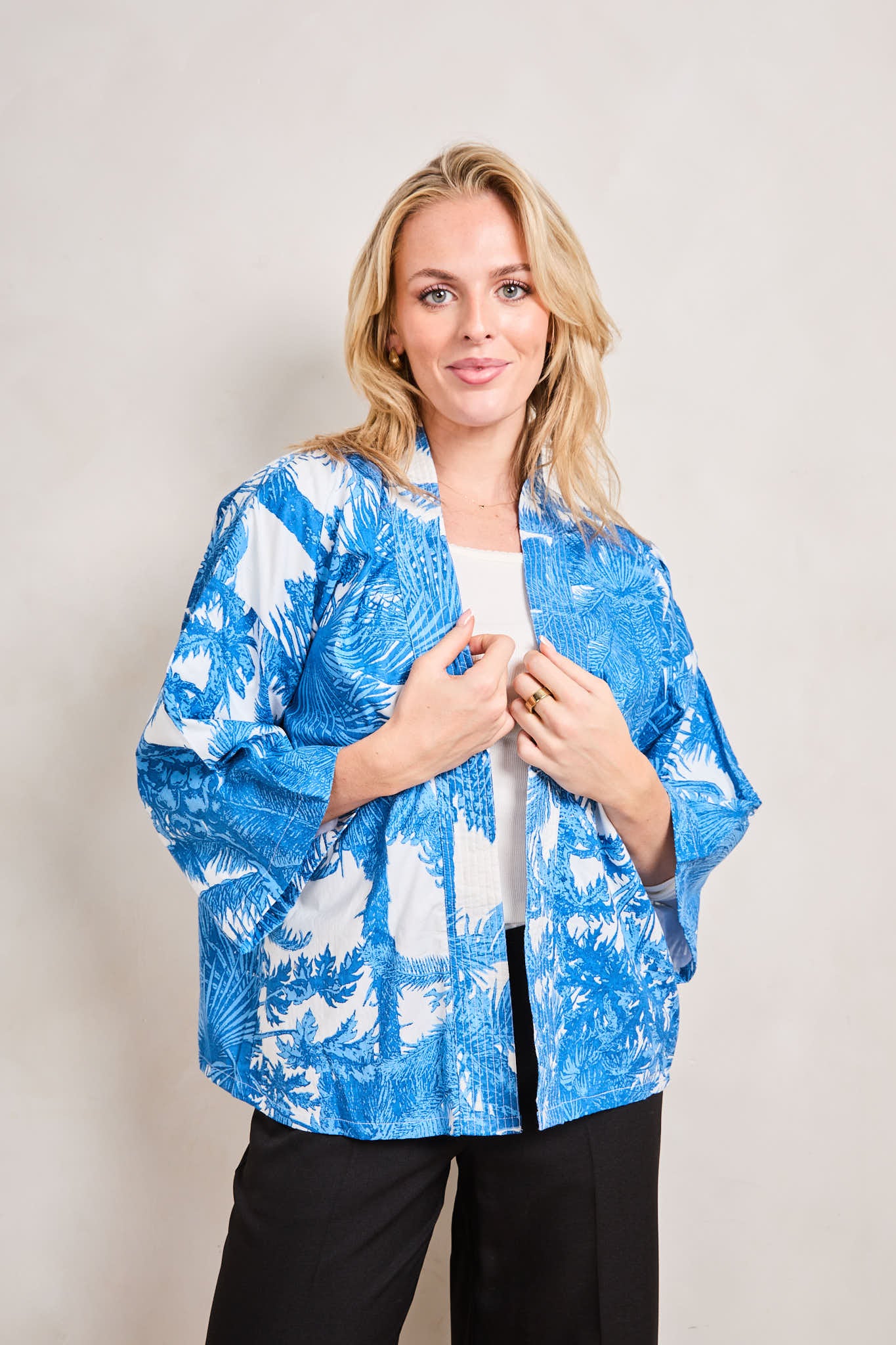 Serendipity Kimono Short - Blue Palm