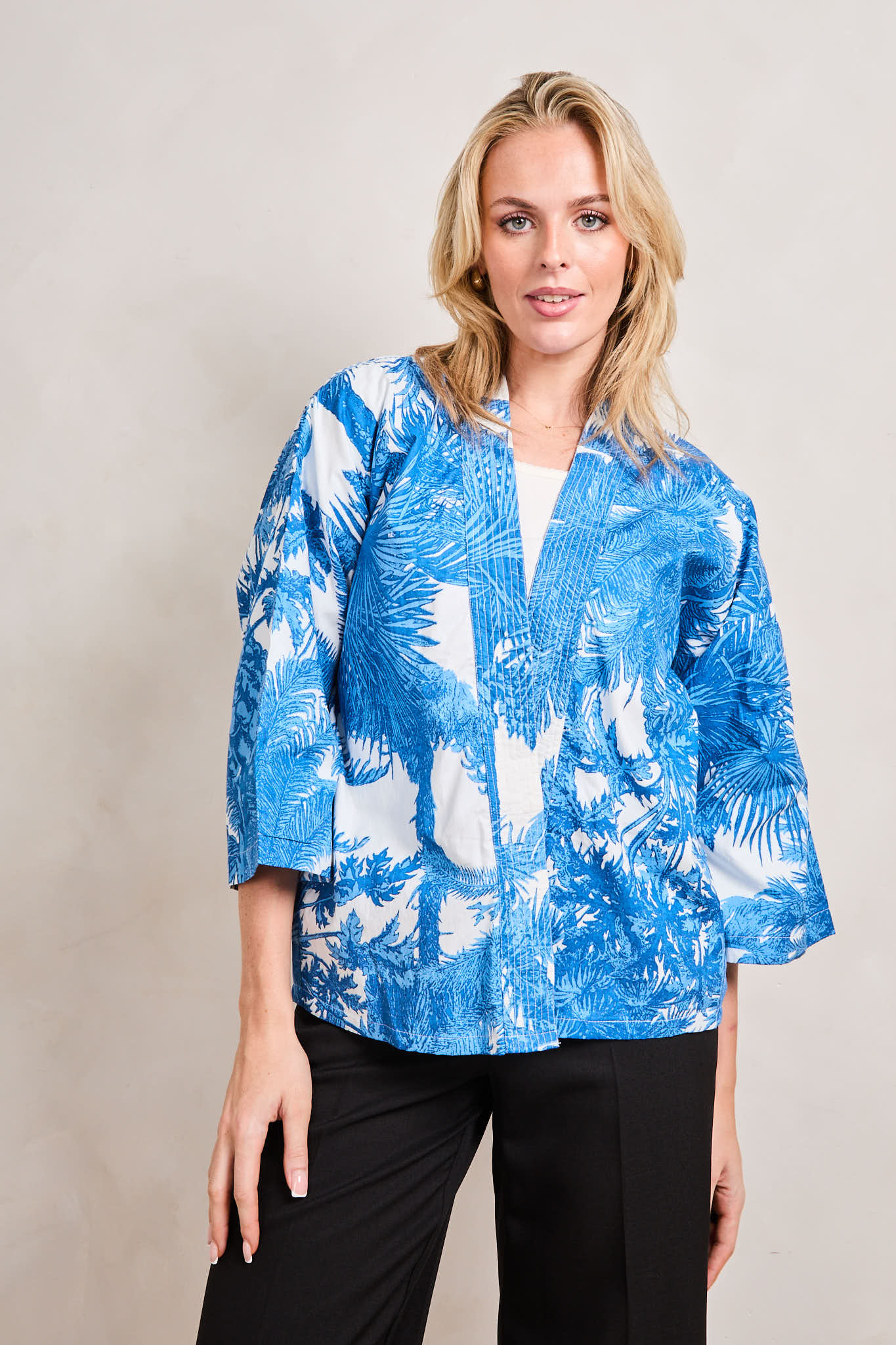 Serendipity Kimono Short - Blue Palm