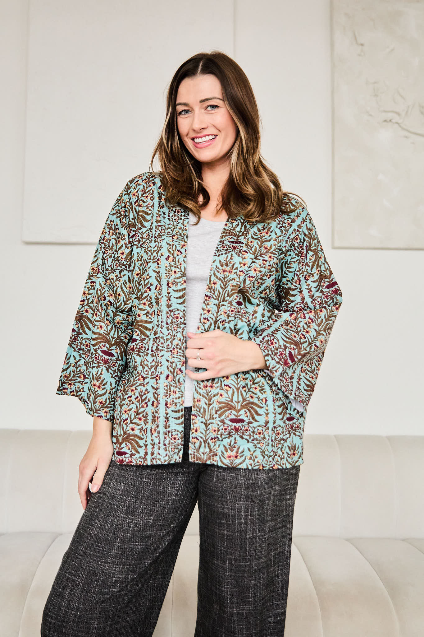 Serendipity Kimono Short - Lt Blue Baroque