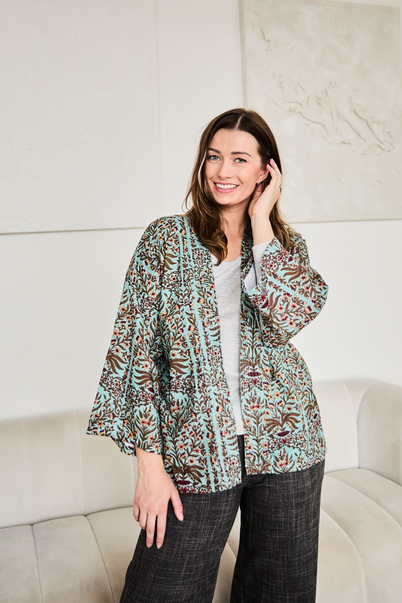 Serendipity Kimono Short - Lt Blue Baroque