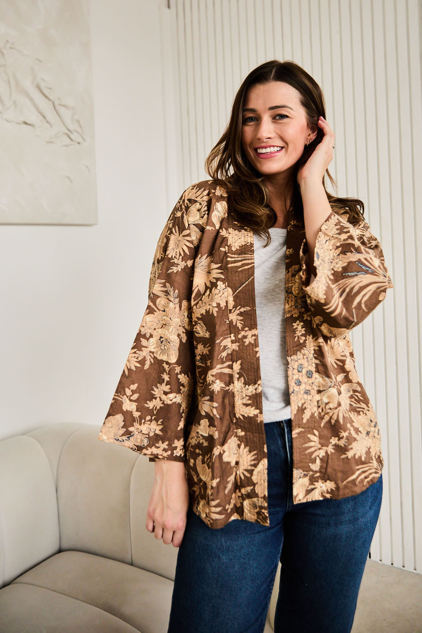 Serendipity Kimono Short - Coffee Blossom