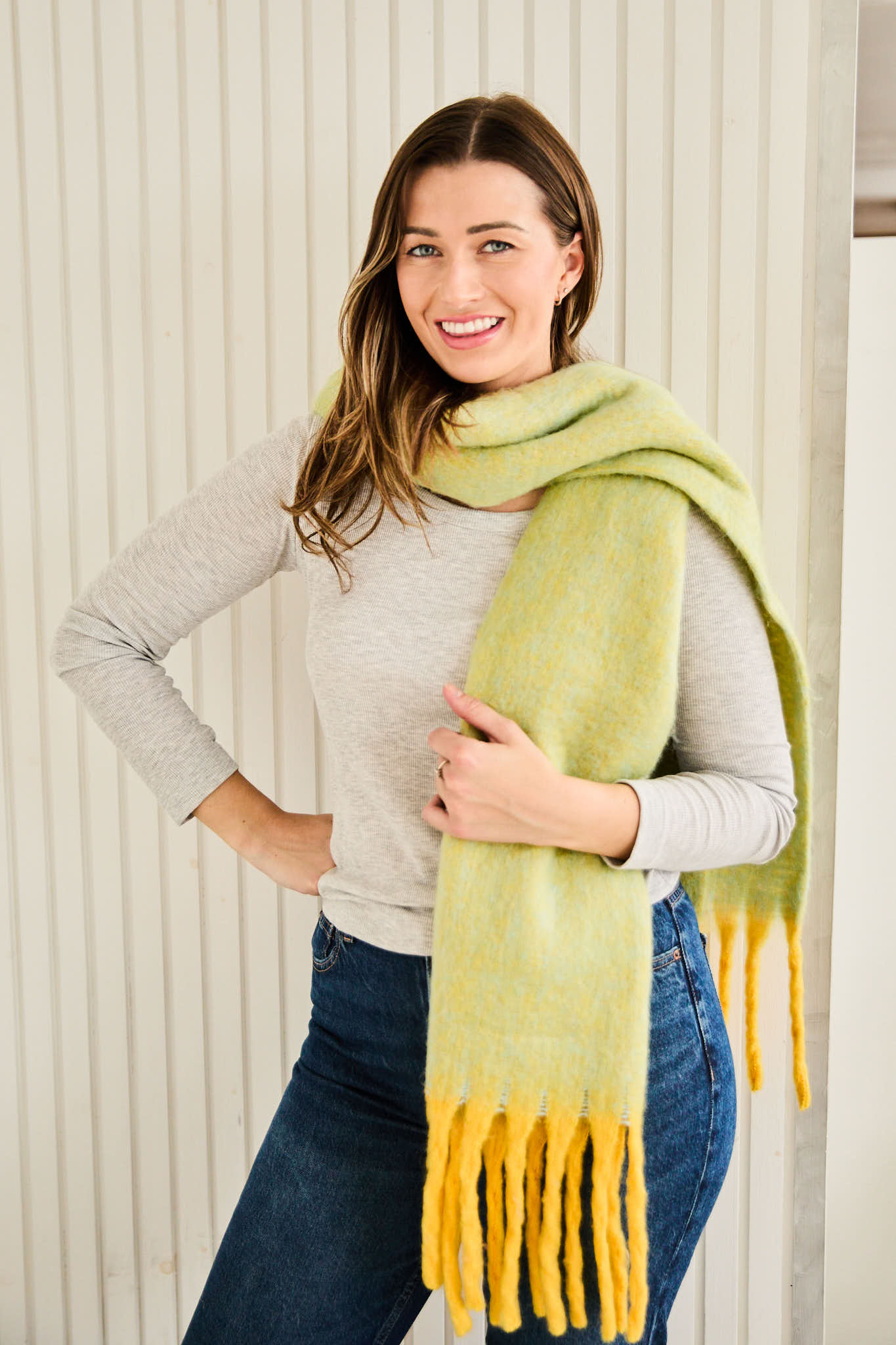 Winter Scarf - Tonal Turquoise Lime