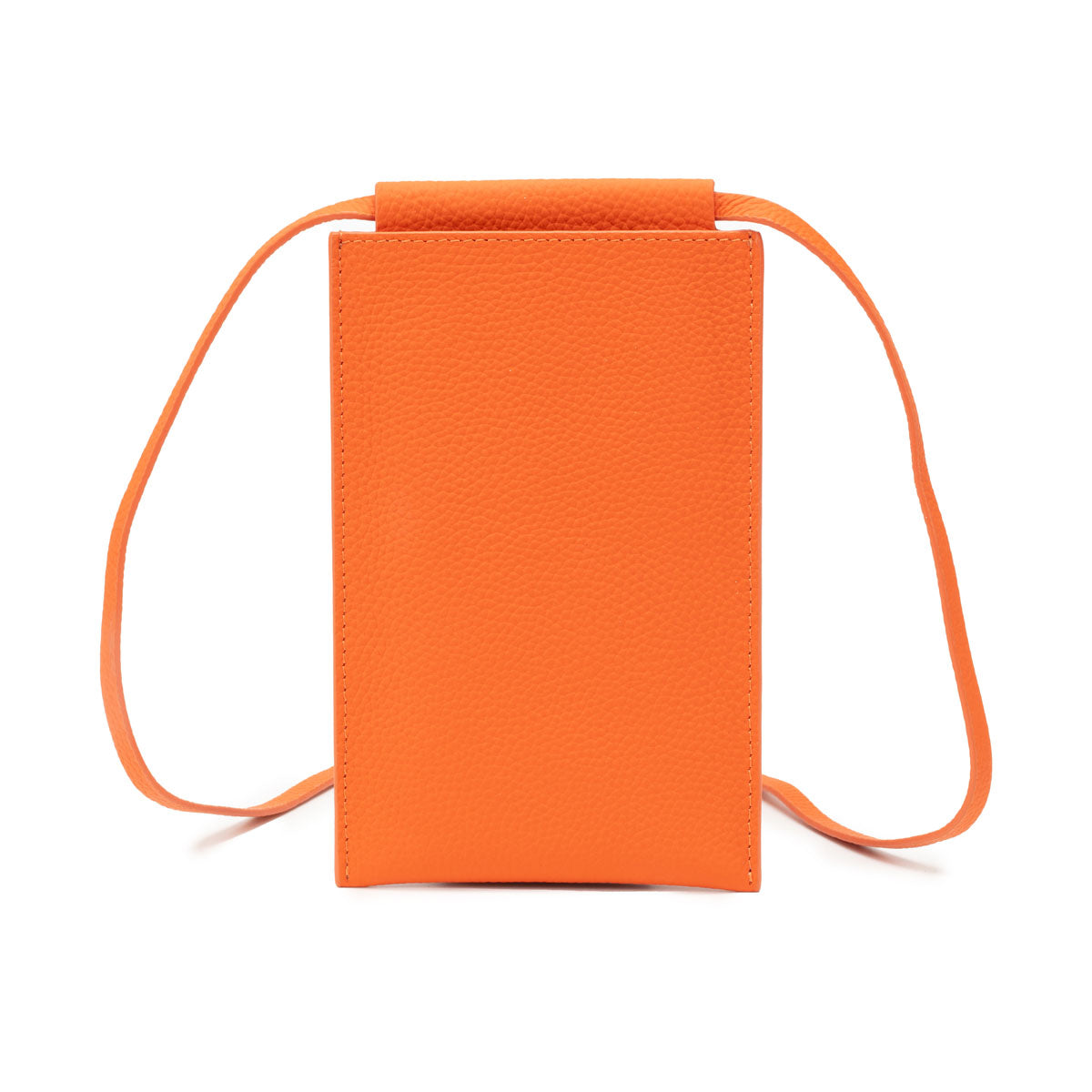 Image of an Orange Leather Phone Pouch for Women by Elie Beaumont