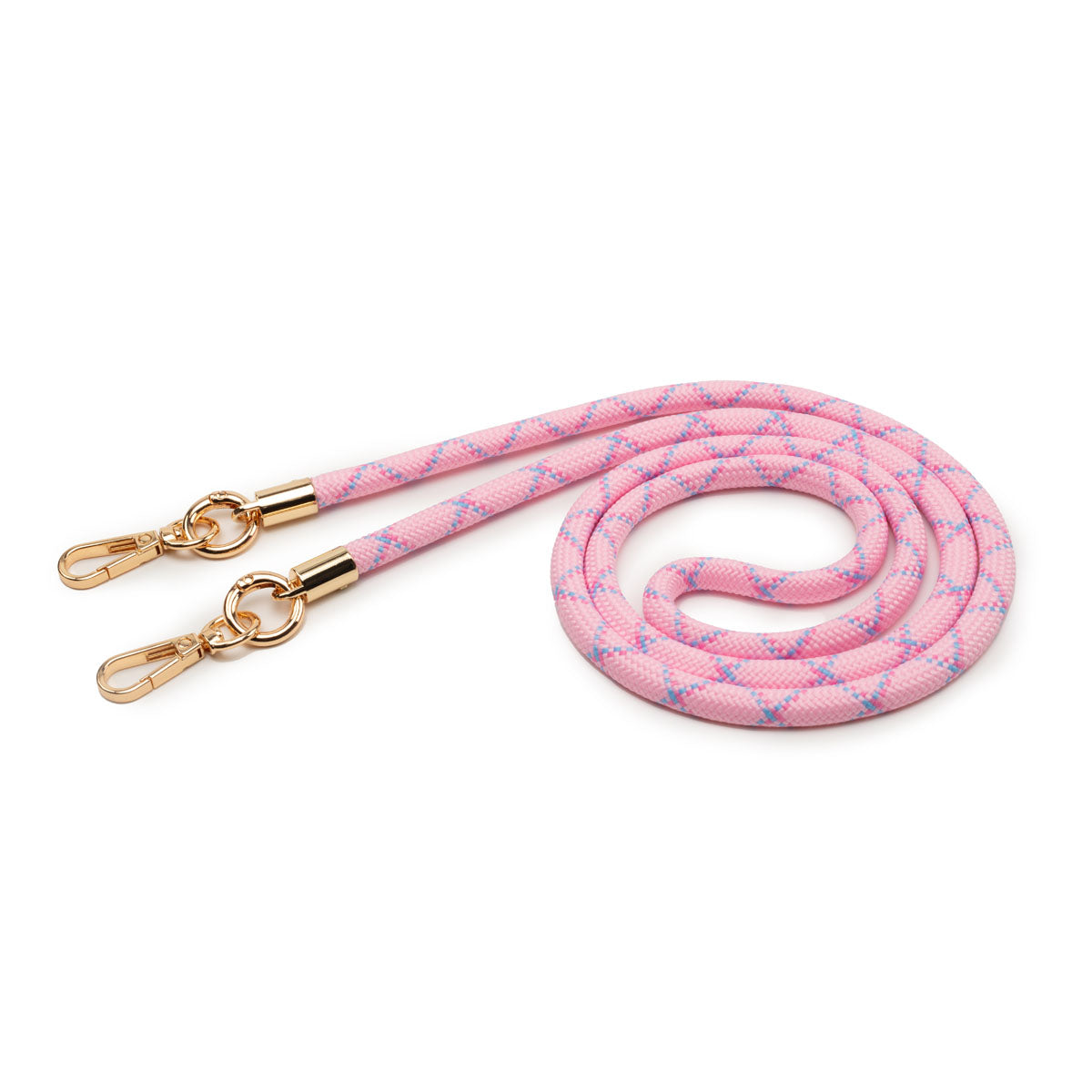Image of the coiled Pink Rope Lanyard Strap for Women by Elie Beaumont