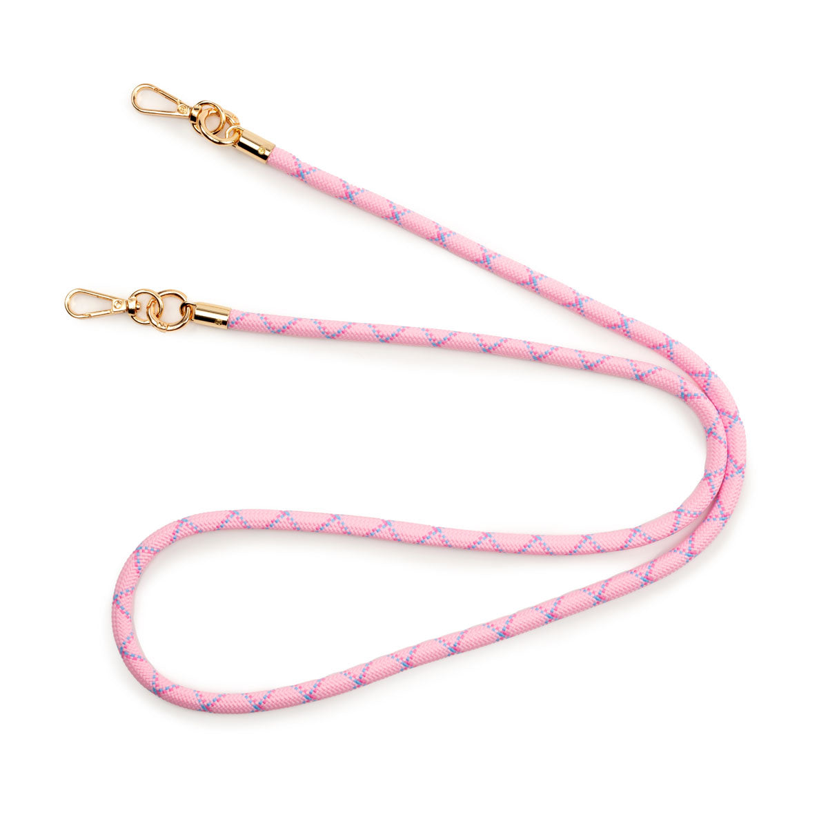Image of the splayed flat laid Pink Rope Lanyard Strap for Women by Elie Beaumont