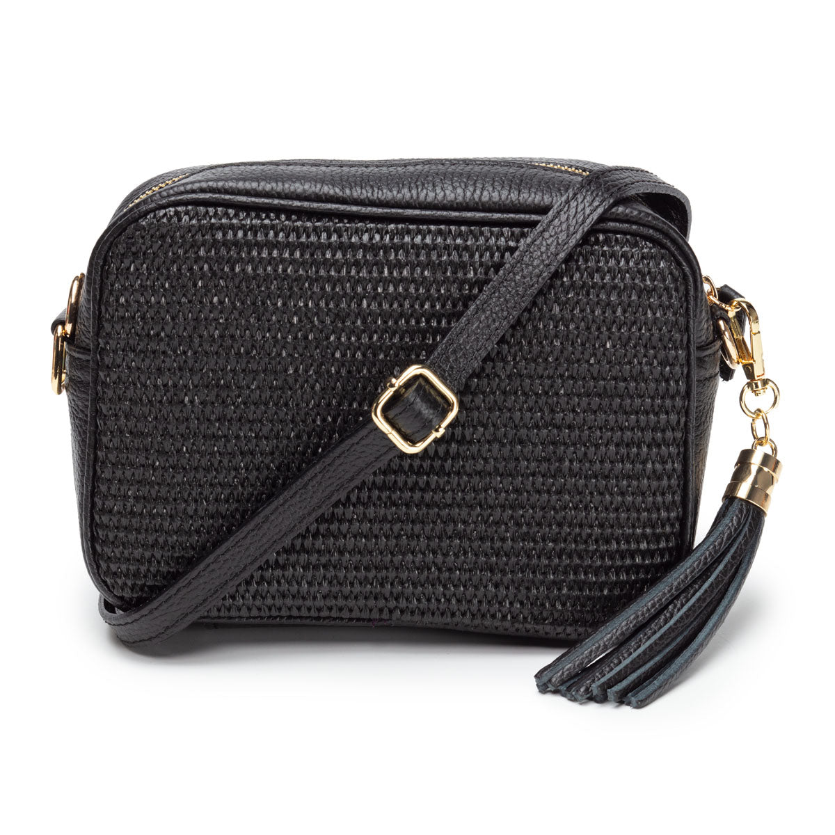 Raffia Crossbody Black