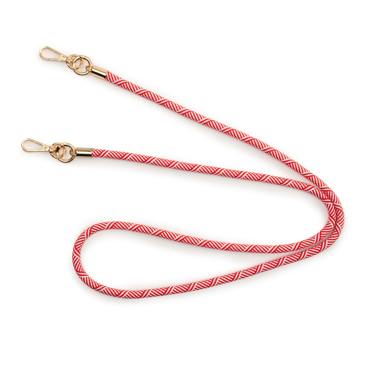 Image of the splayed flat laid Red Inca Lanyard Strap for Women by Elie Beaumont