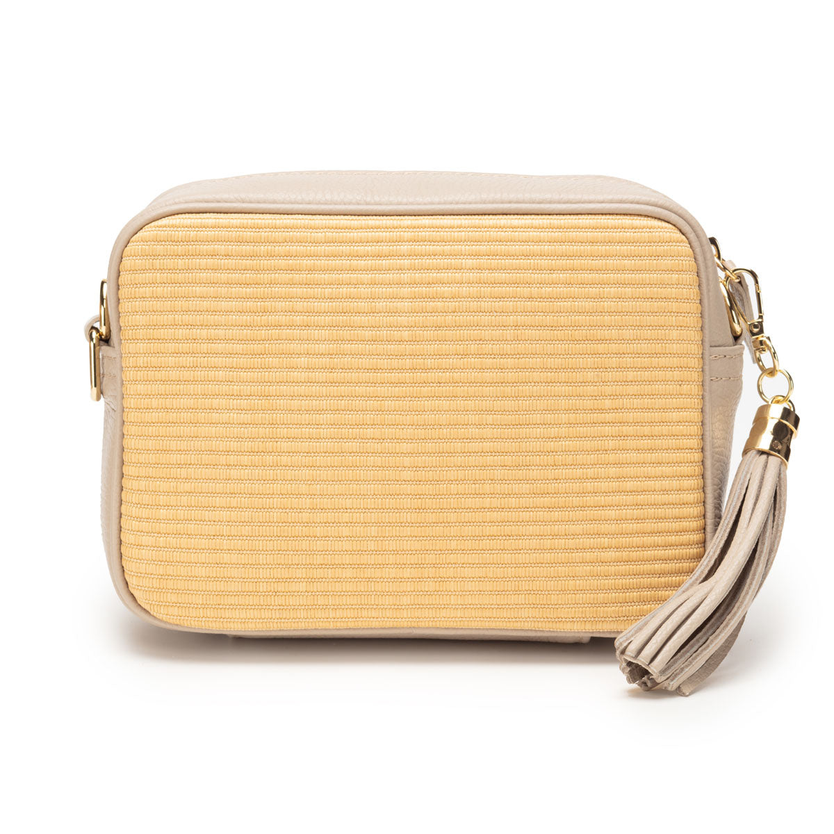 Reverse Image of a Biscuit Beige Raffia Tassel Leather Bag for Women by Elie Beaumont