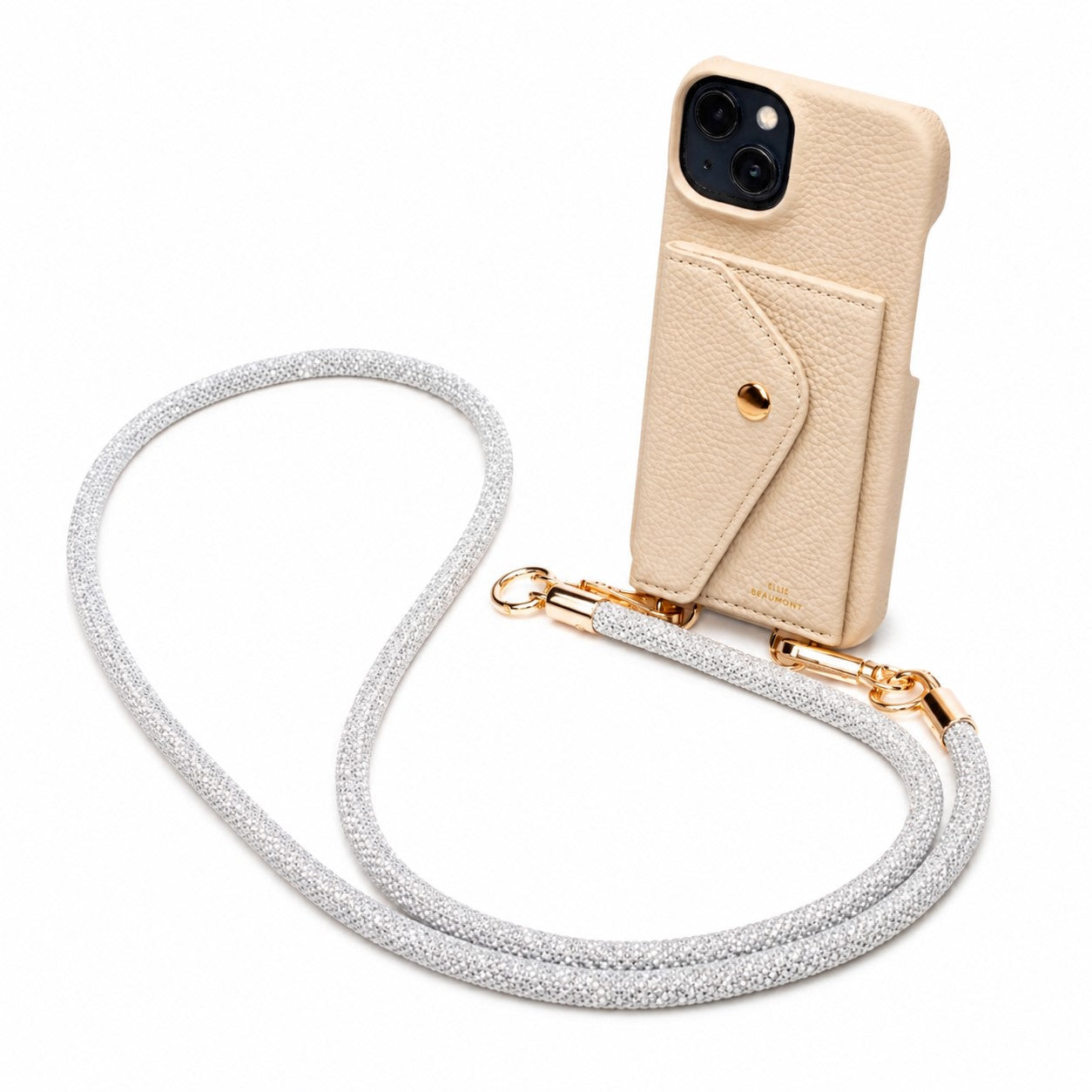 Genuine Leather iPhone Case - Stone - Distressed Grey Lanyard