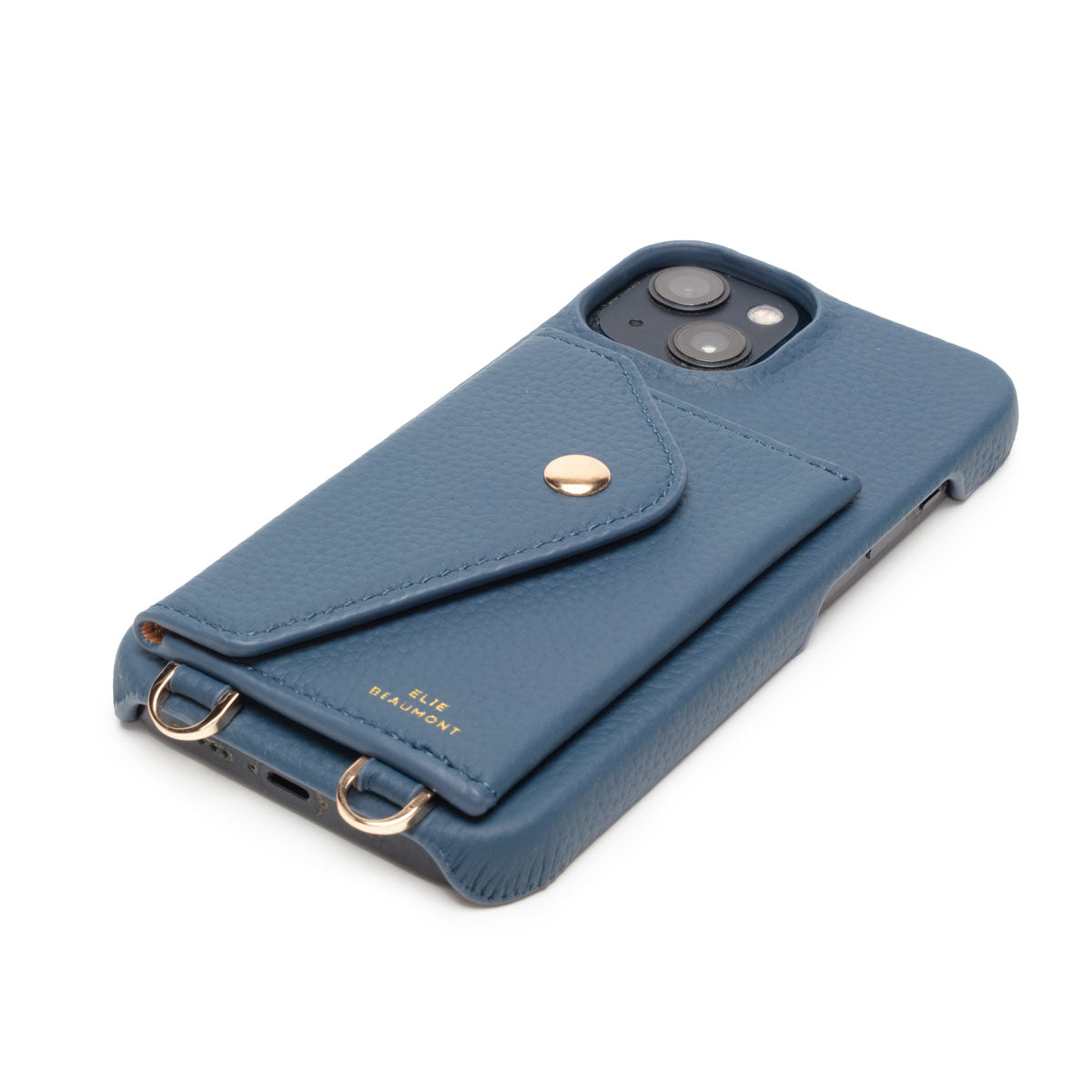 Side Image of a Teal Hard Leather iPhone case for Women by Elie Beaumont