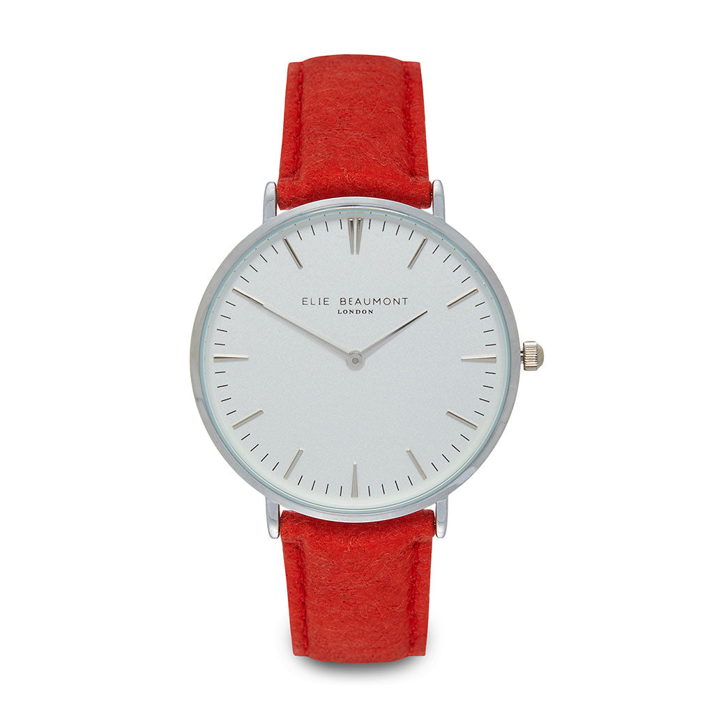 Vegan Oxford Large White Dial/Red