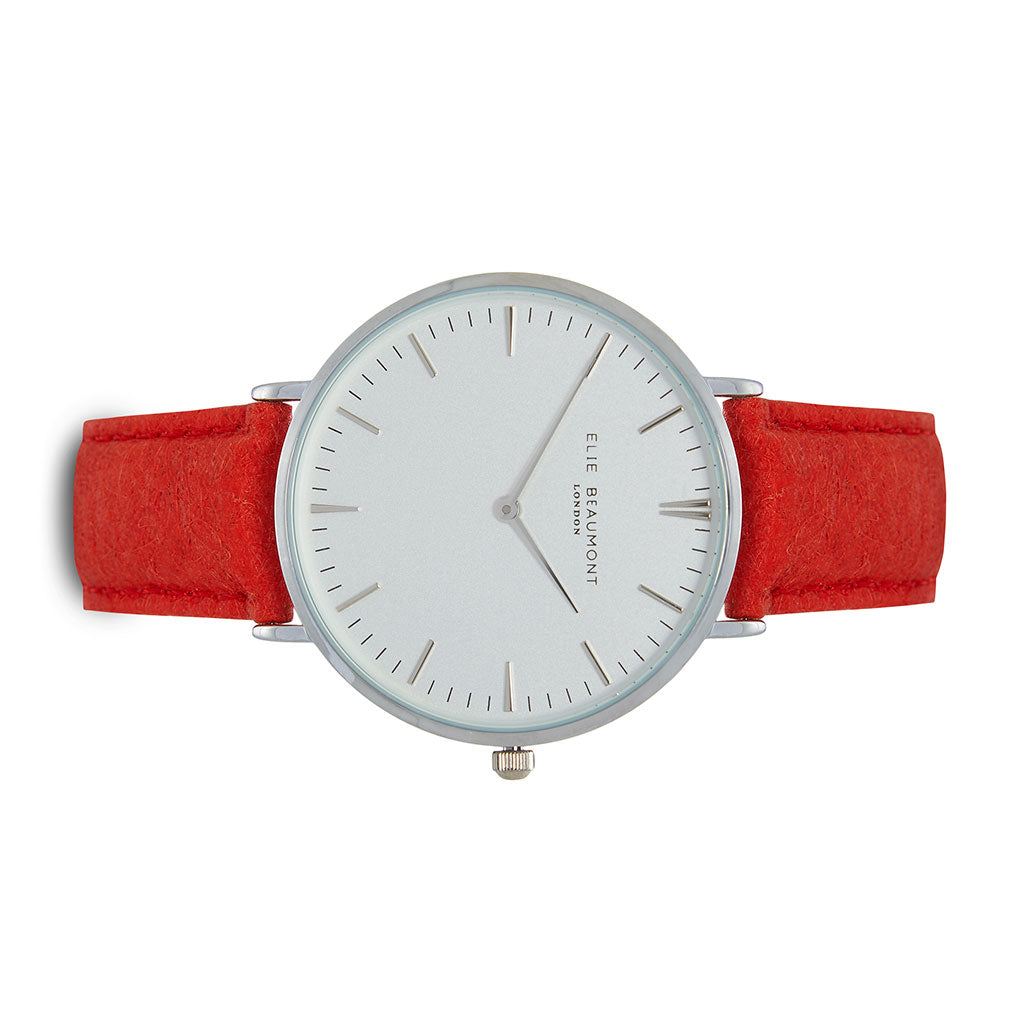 Vegan Oxford Large White Dial/Red
