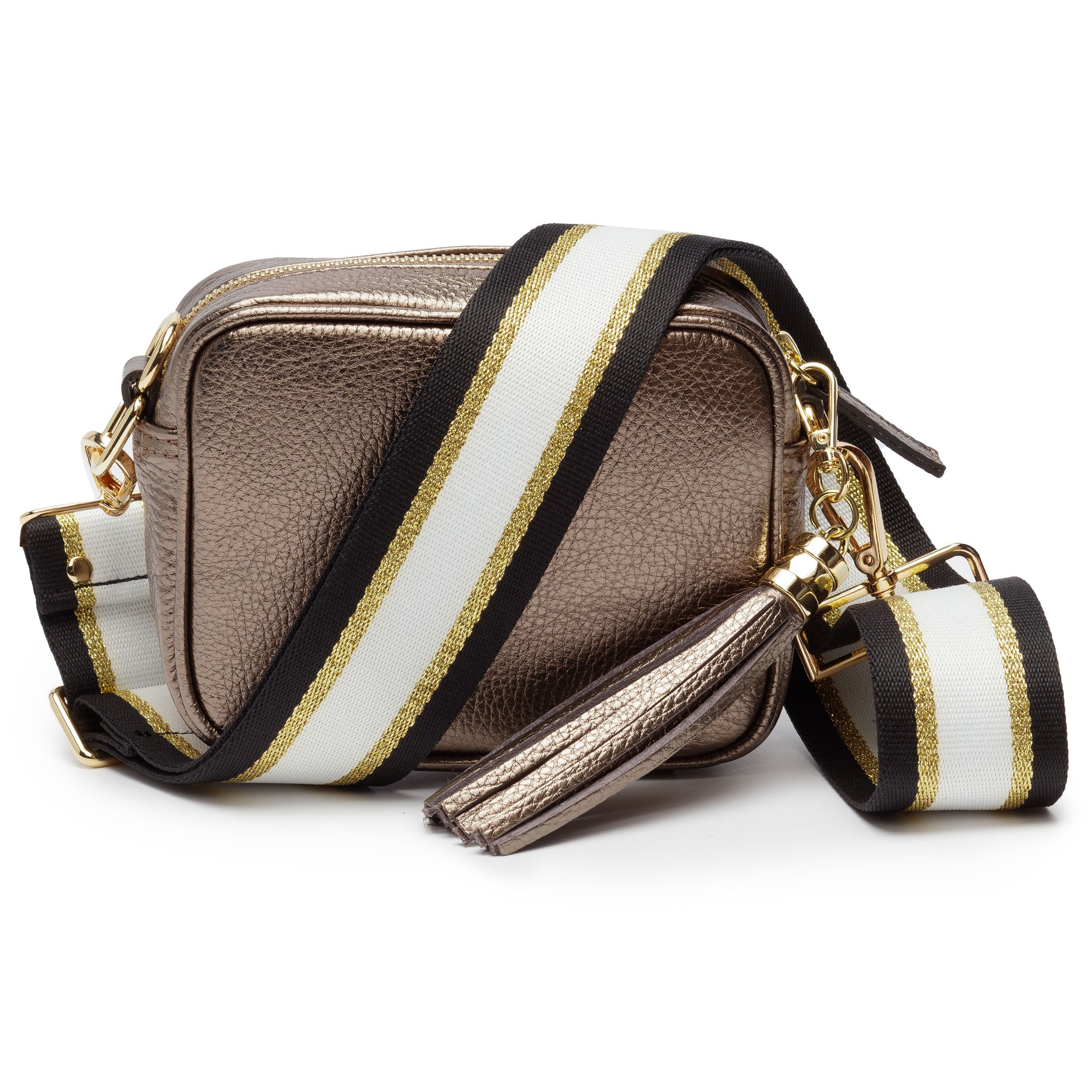 MINI CROSSBODY BRONZE (SCHWARZ/GOLD/WEISS RIEMEN)