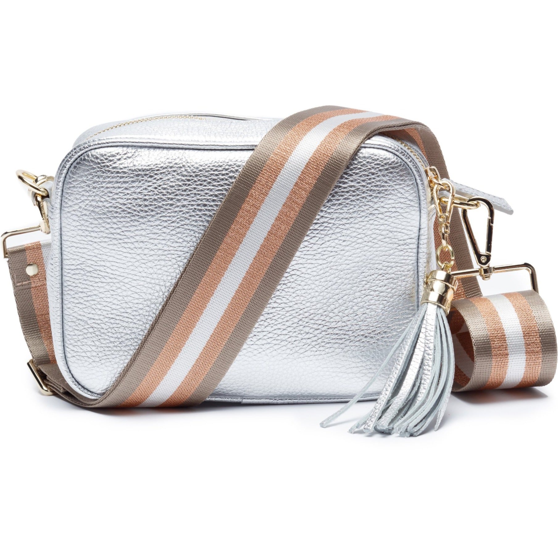 CROSSBODY SILBER (CHAMPAGNER STREIFEN-RIEMEN)