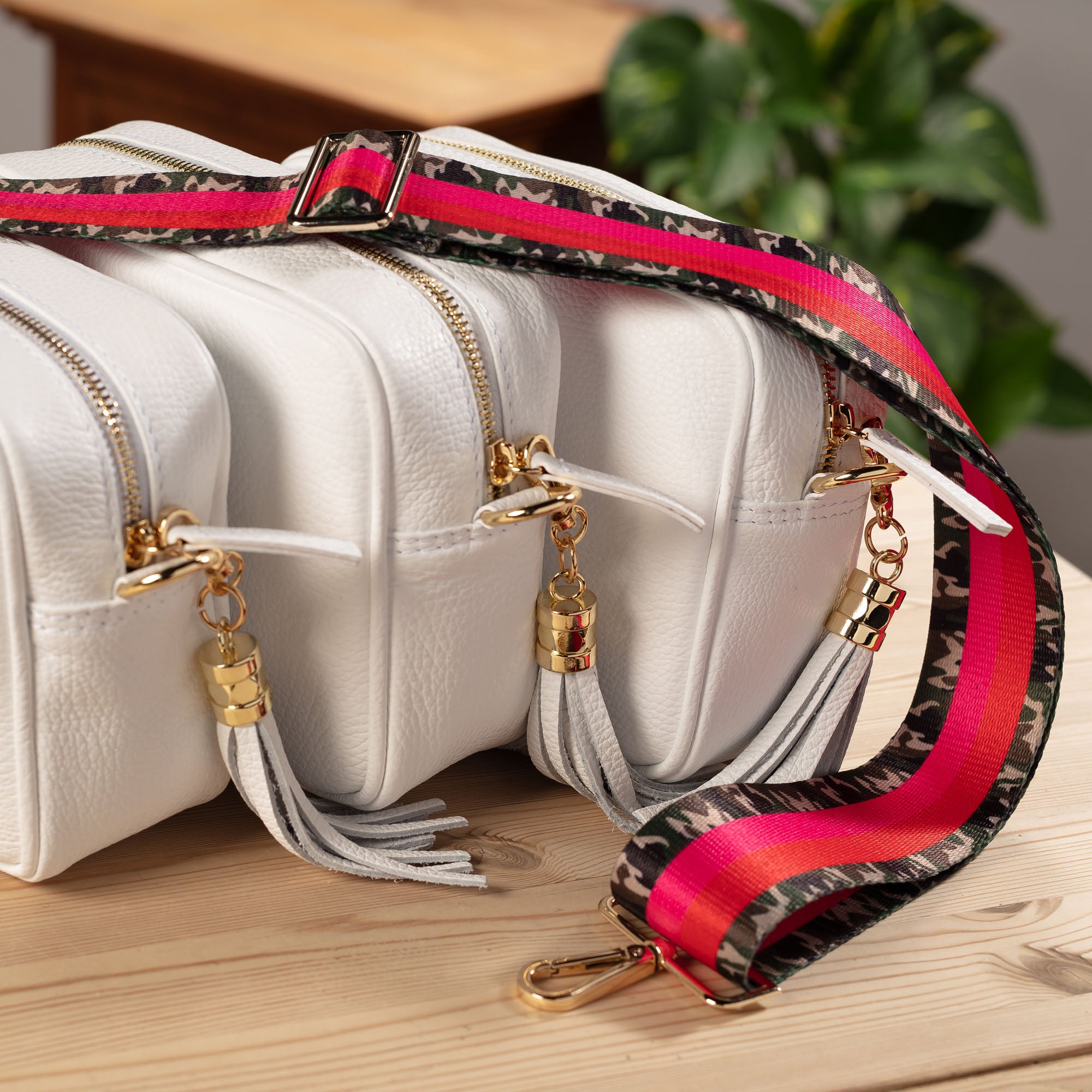 Crossbody White (Army Stripes strap)