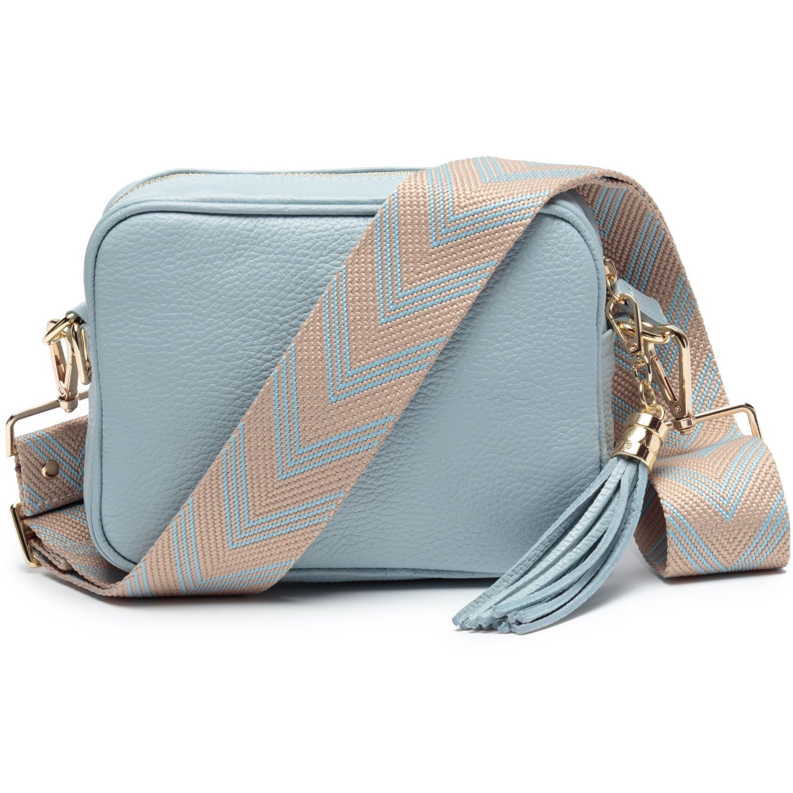 CROSSBODY PULVER BLAU (BLAUER CHEVRON-RIEMEN)