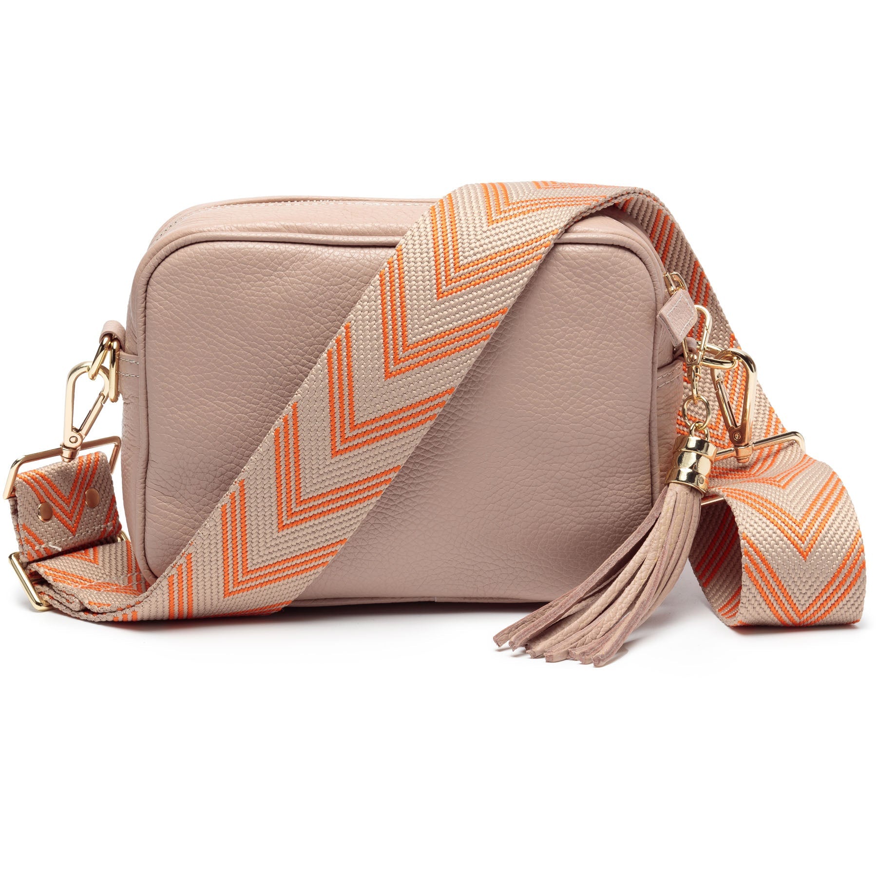 CROSSBODY NACKTE (TANGERINE CHEVRON-RIEMEN)
