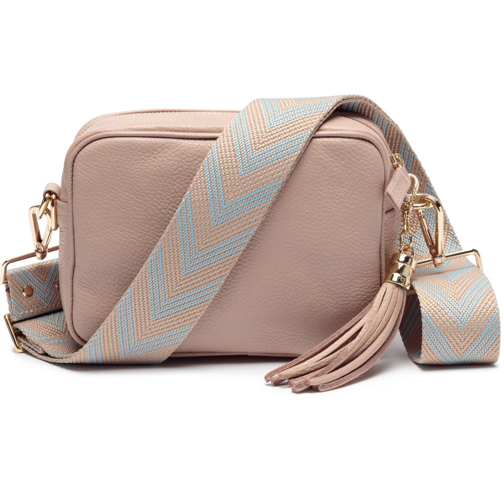 CROSSBODY NACKTE (HIMMELBLAUER CHEVRON-RIEMEN)