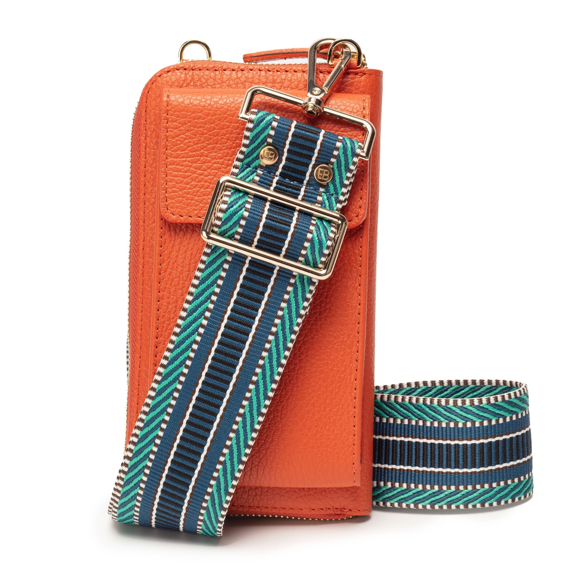 Phonebag Orange (Blue Aztec strap)