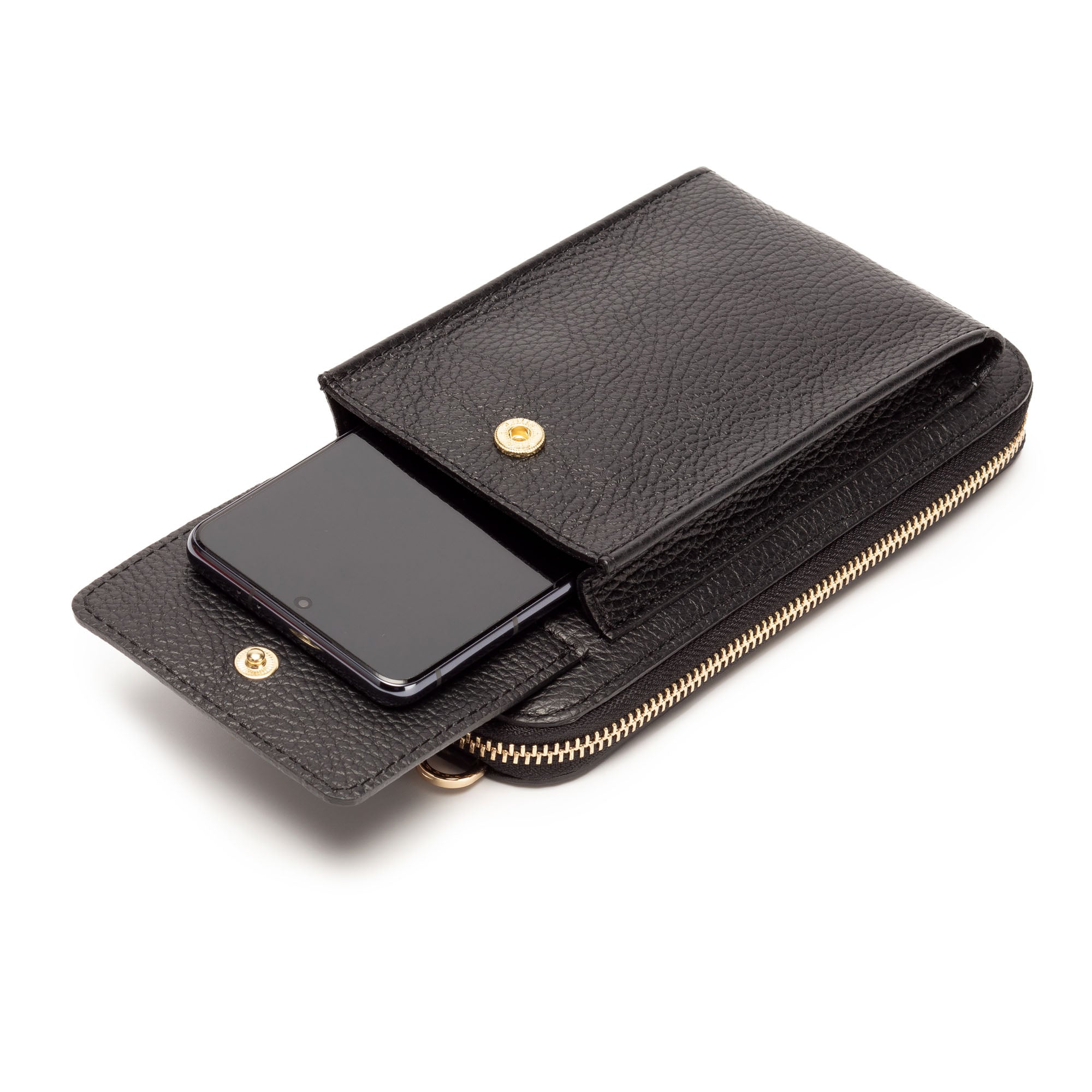 Phonebag Black (Gold Chevron strap)