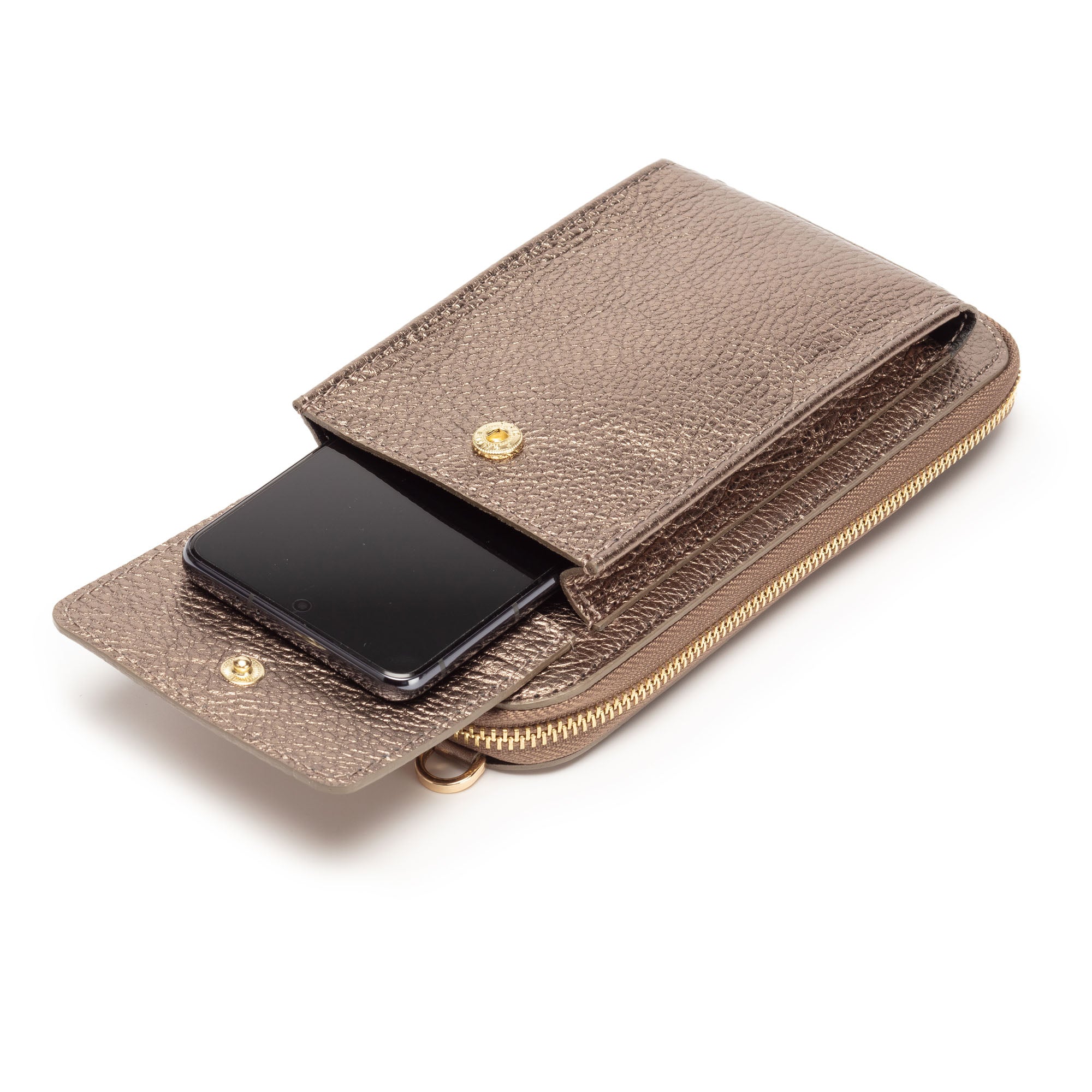 Phonebag Bronze (Black/Gold/White strap)