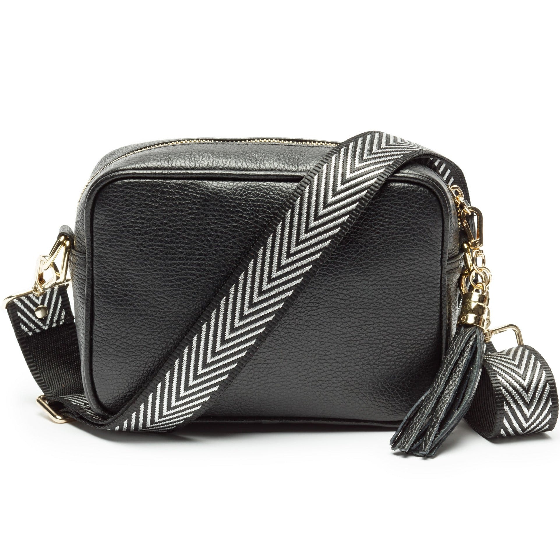Crossbody Schwarz (Silver Chevron Riemen)