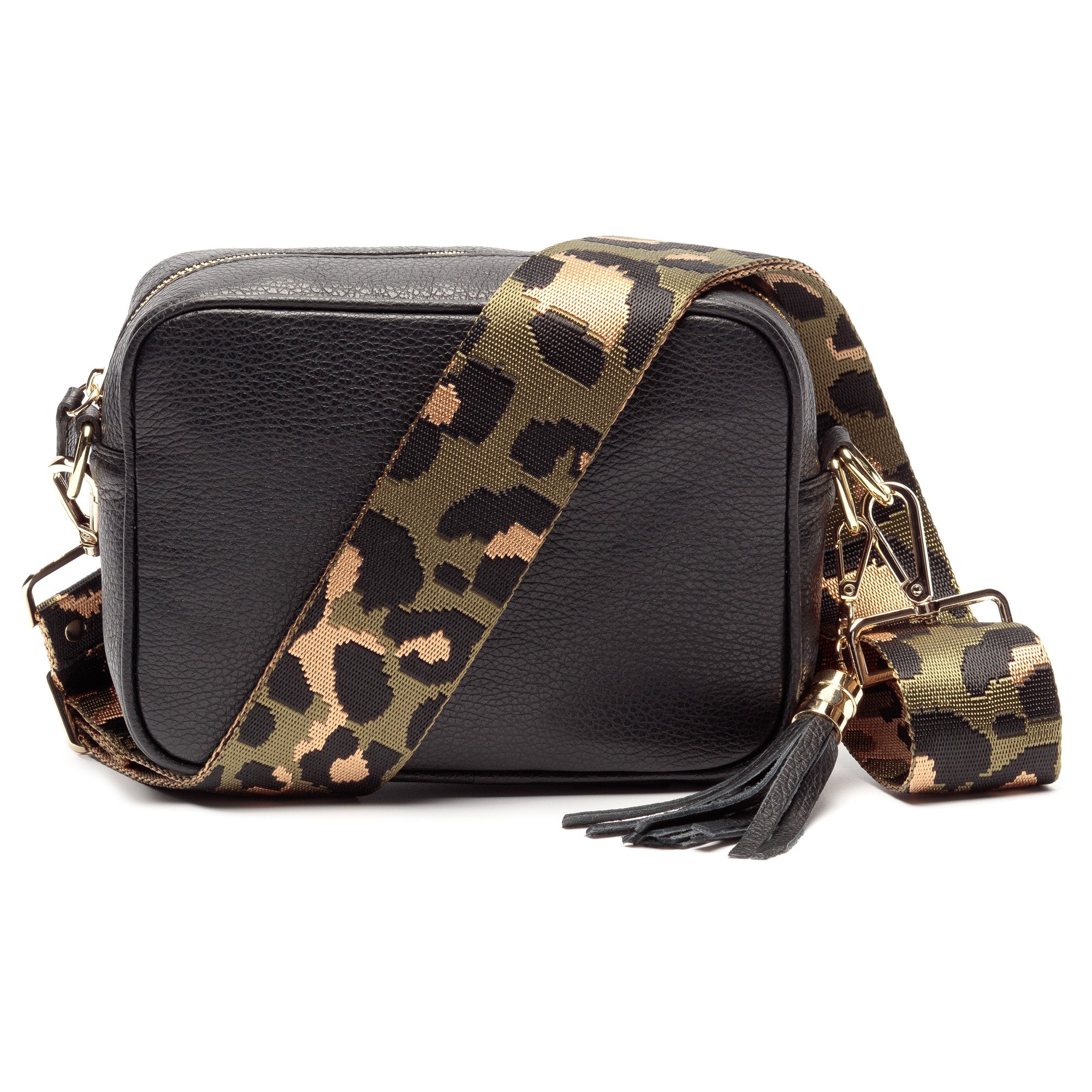 CROSSBODY SCHWARZ (OLIVE LEOPARD RIEMEN)