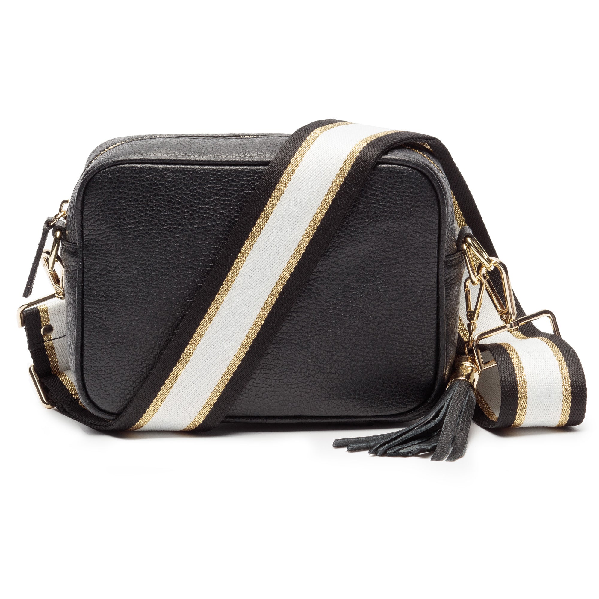 CROSSBODY SCHWARZ (SCHWARZ/GOLD/WEISS RIEMEN)